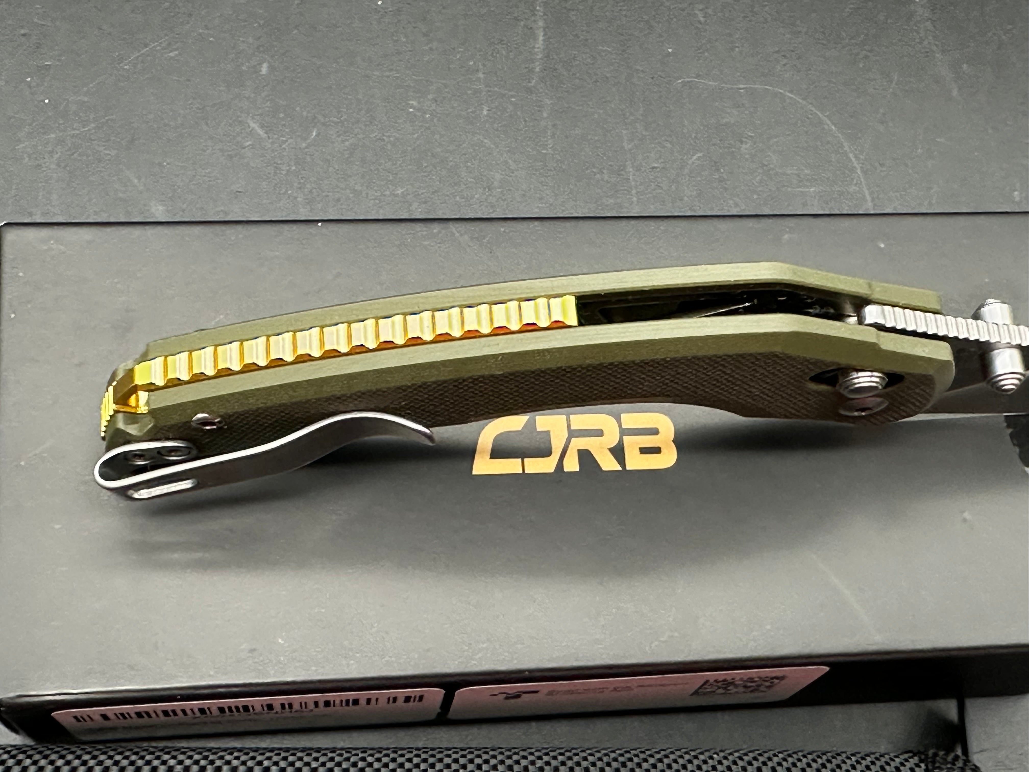 CJRB Nanner Crossbar Lock Knife Green G-10 (3.2" SW)