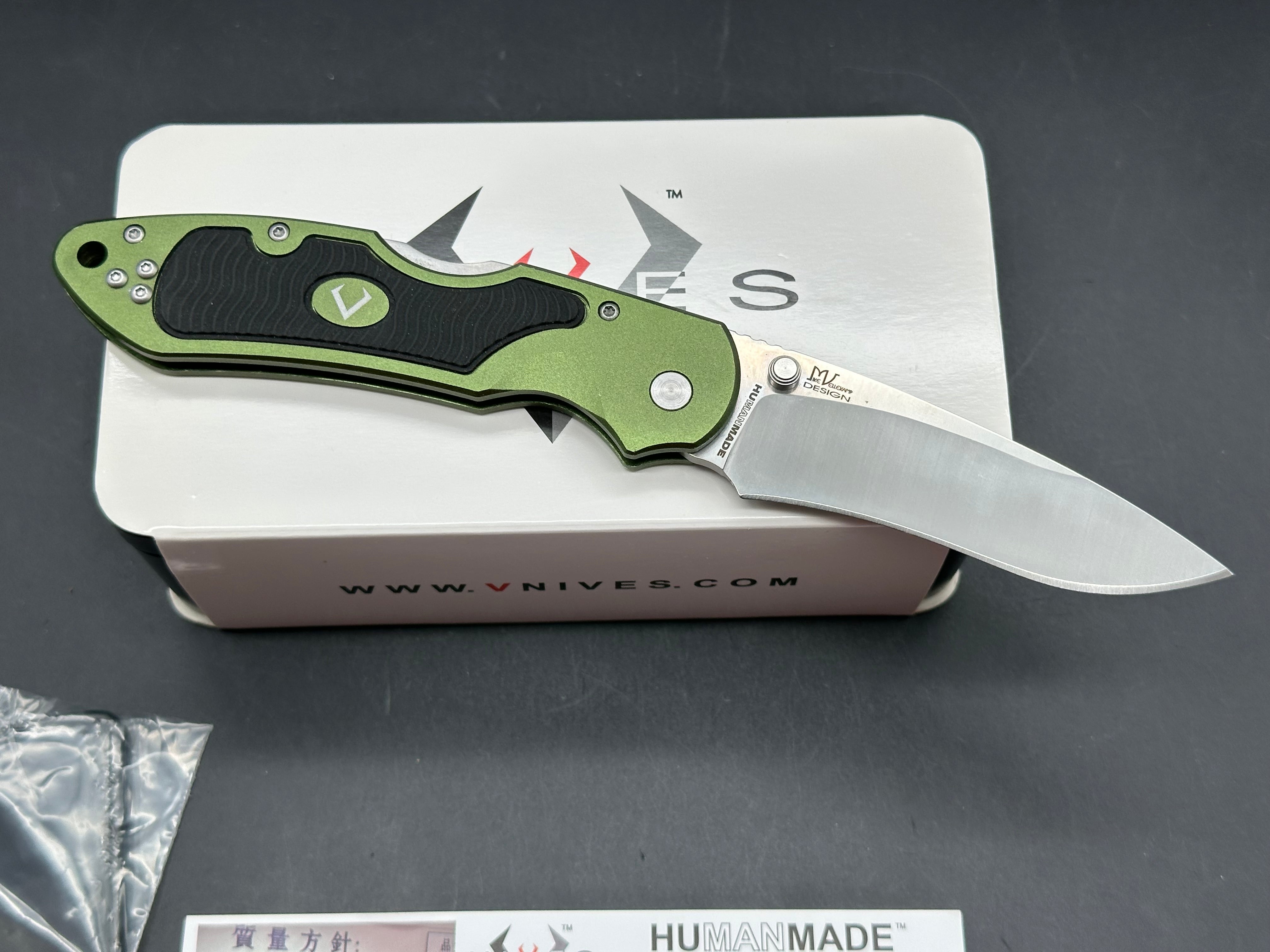 V NIVES GRIPTIDE GREEN ALUMINUM FOLDING 8CR13MOV LOCKBACK POCKET KNIFE