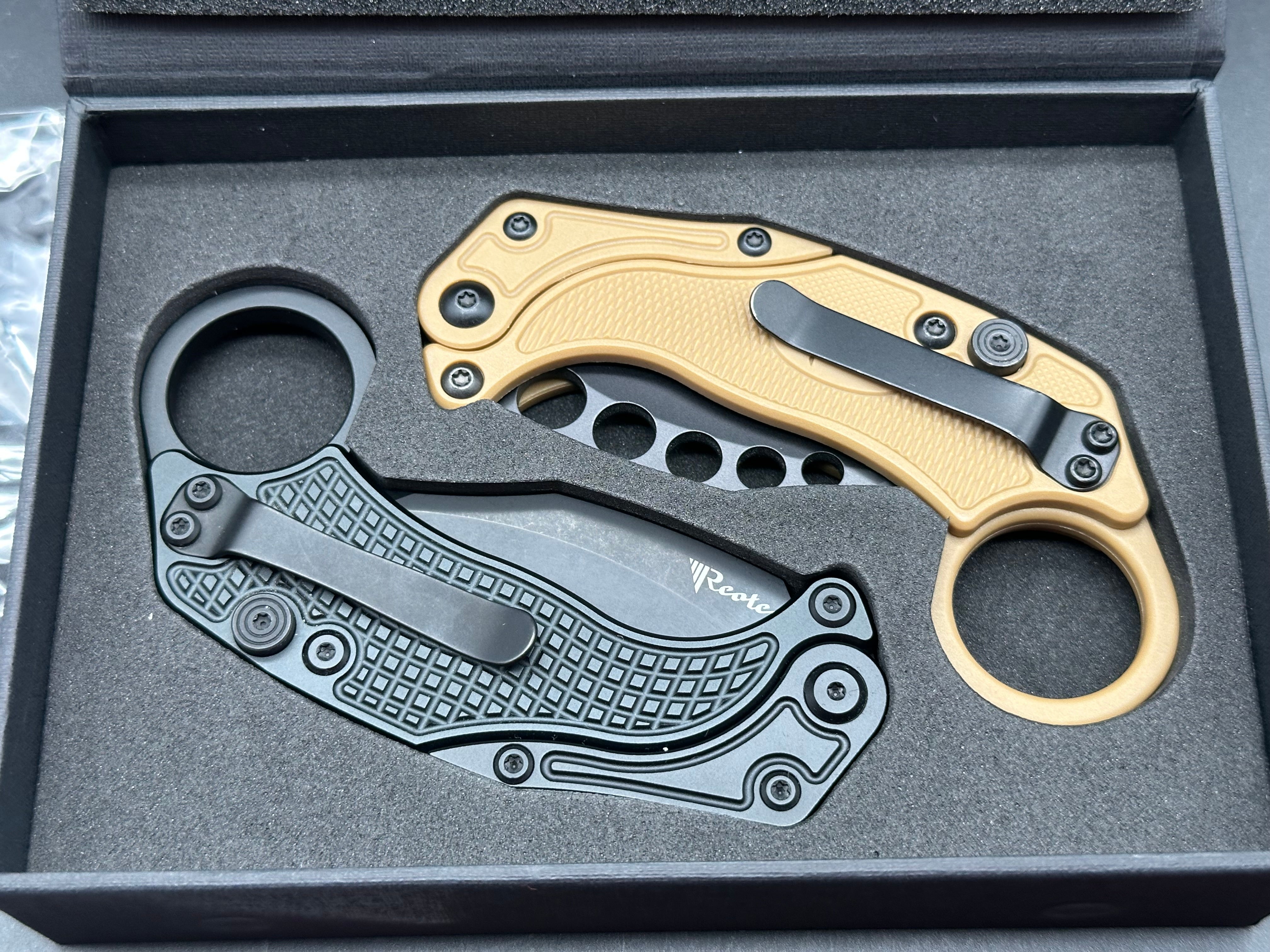 Reate EXO-K Gravity Karambit Button Lock Knife Black Aluminum (3.1" Black)