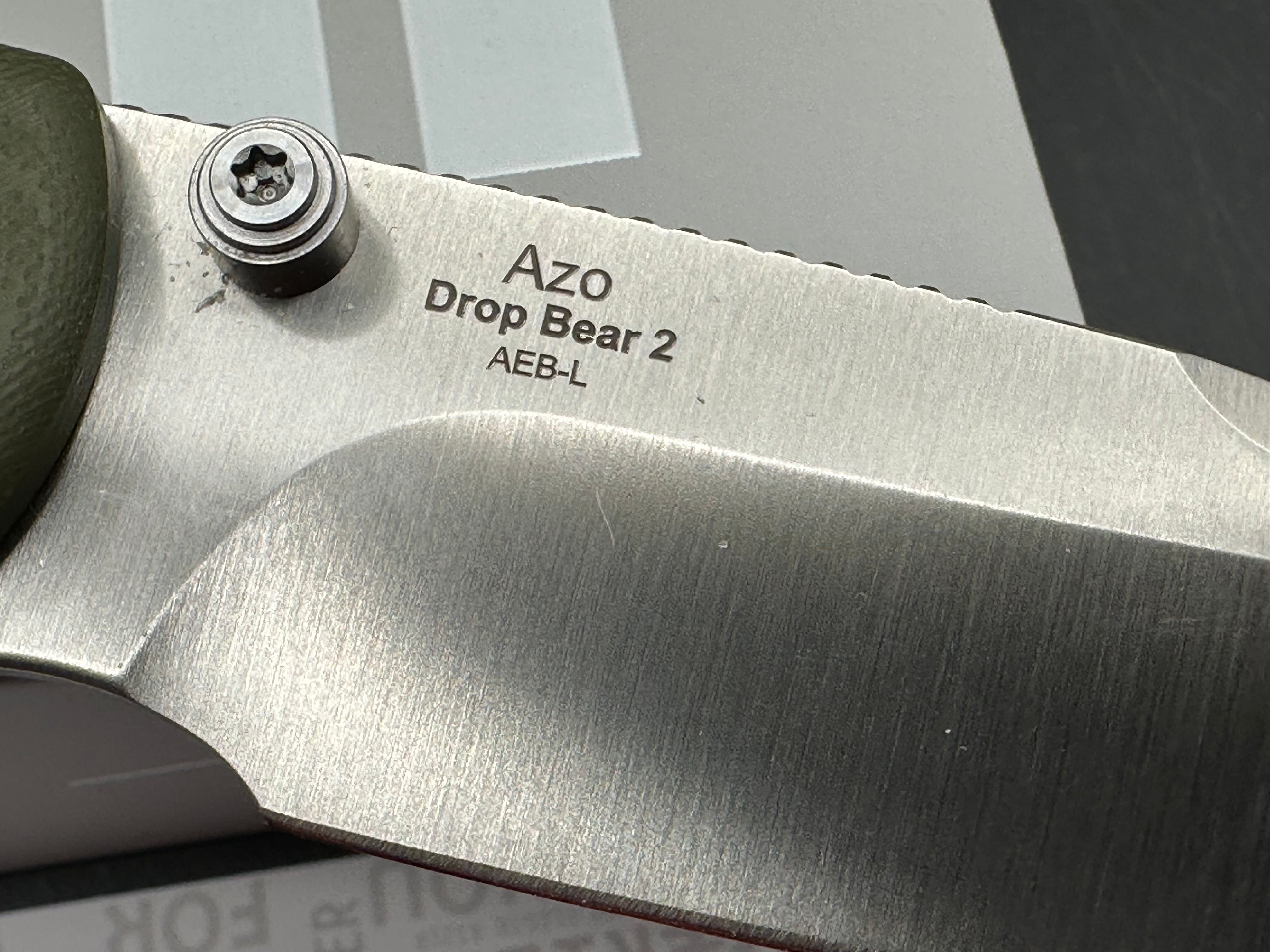 Kizer Drop Bear 2 2.92" Nitro-V Satin Blade with OD Green G10 Scales and Top Liner Lock