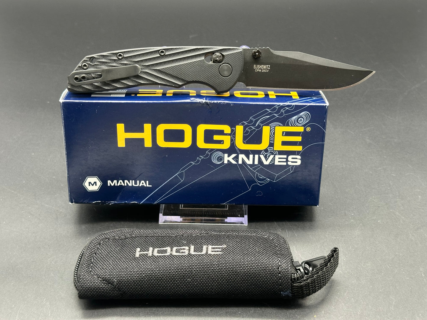 Hogue Knives Deka Clip Point Pocket Knife Black G-10 (3.25" Black 20CV)