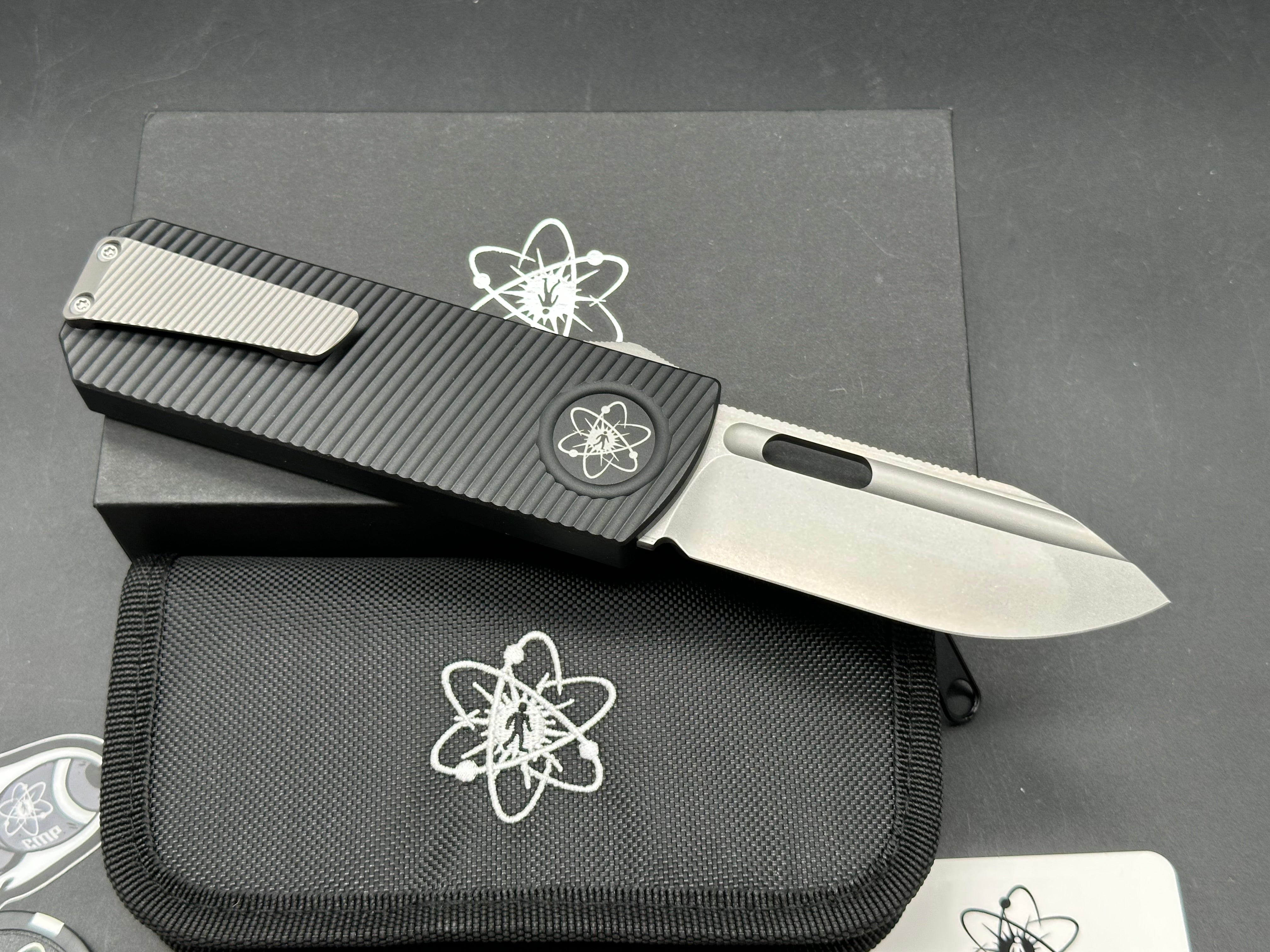 EMP EDC Pulse-R (Ridiculous) OTF (NEW), 3.6" CPM MagnaCut Stonewashed Drop Point with Black Aluminum