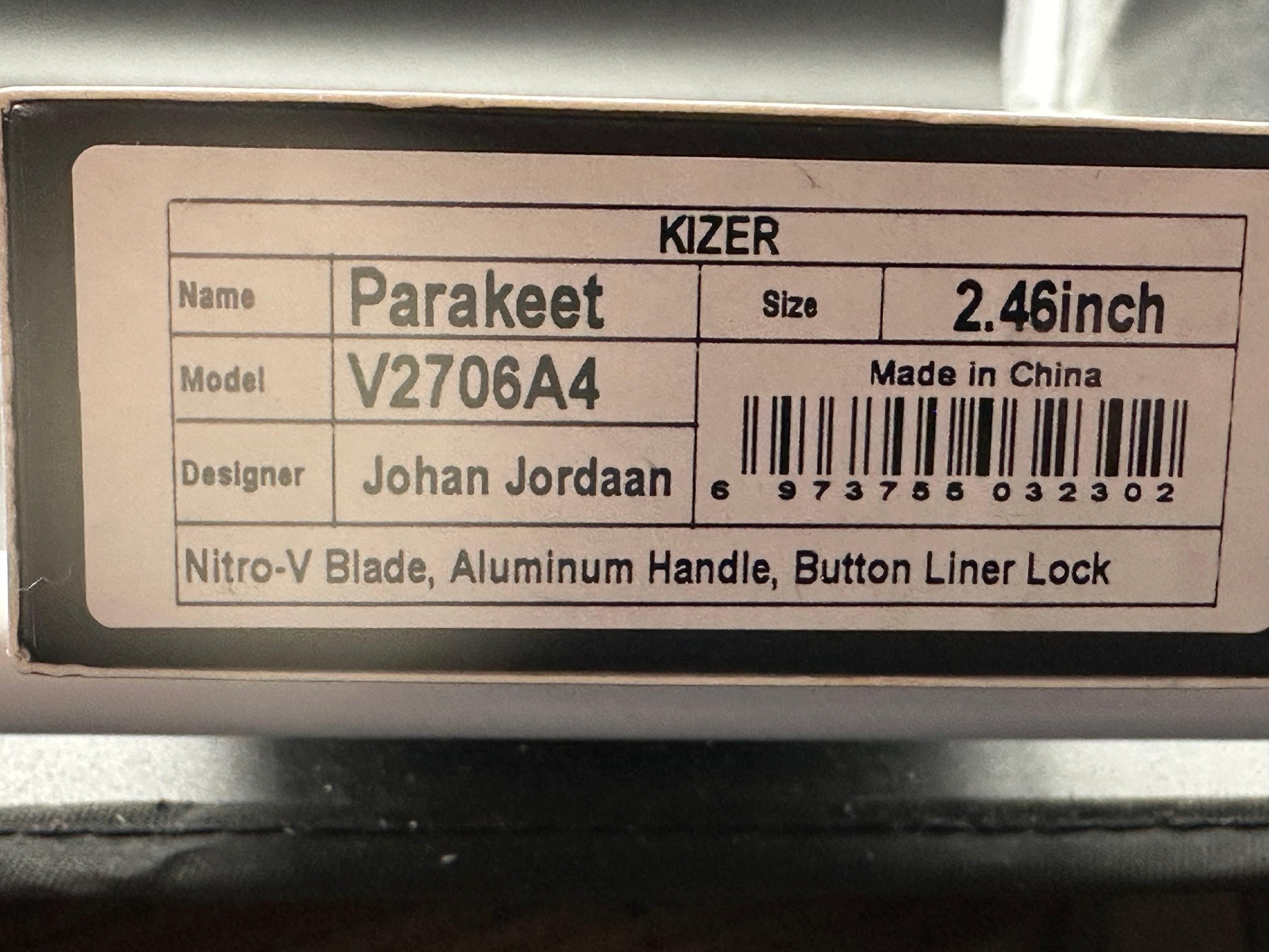 Kizer Parakeet (NEW), 2.46" Nitro-V Satin Drop Point Blade with Dark Gray Aluminum Scales