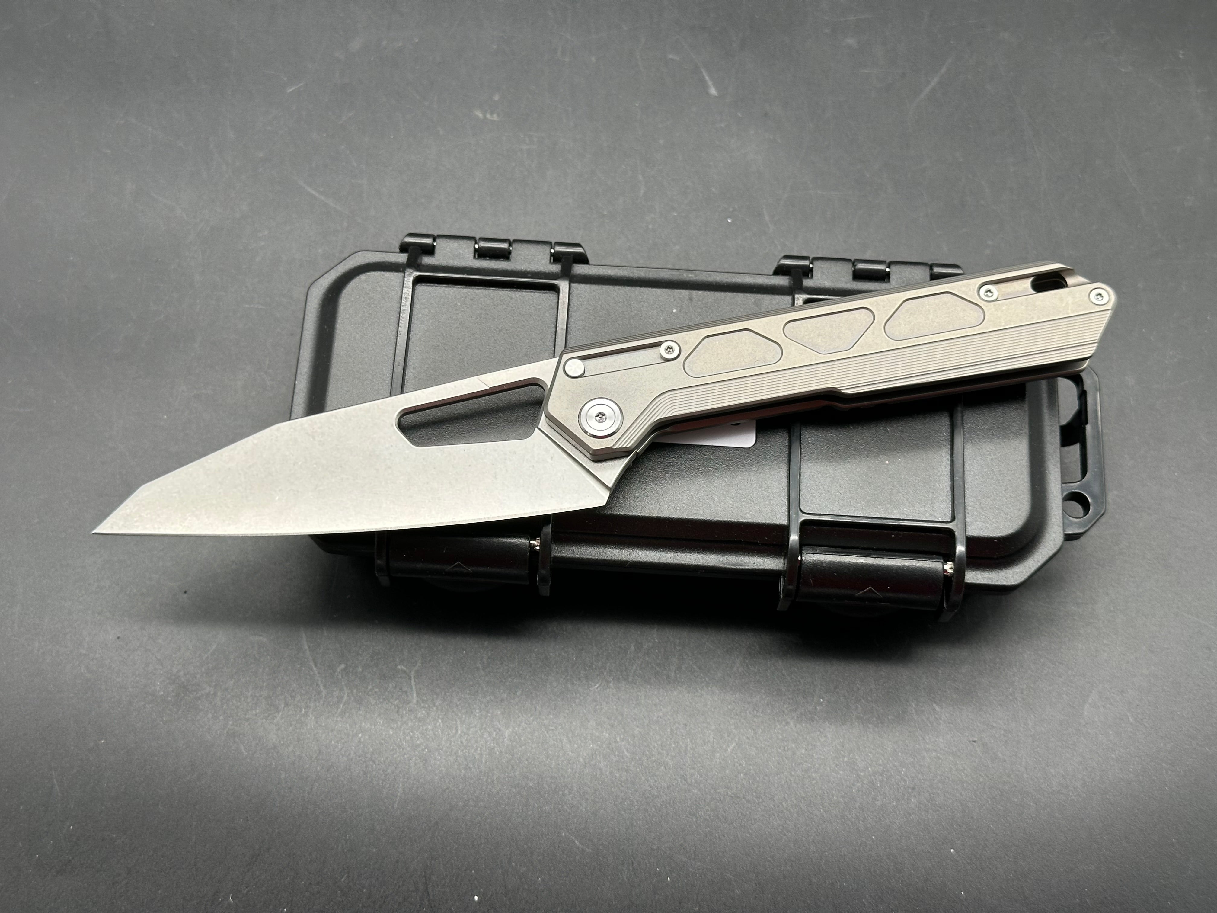 NOC Knives Tacray DT-03 3.75" VG10 Blade (4.2" blade) Titanium Scales & skiff bearings