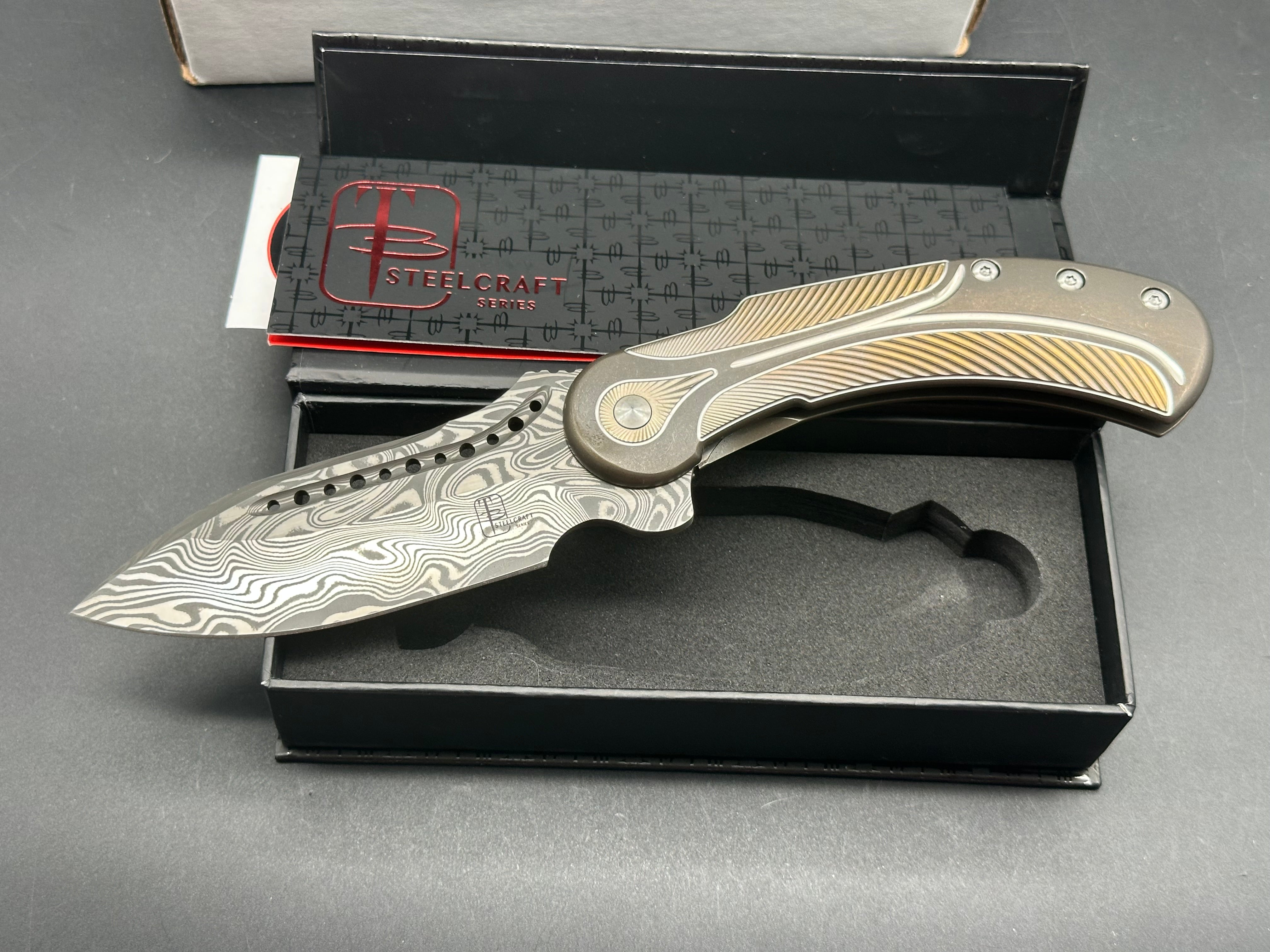 Begg knives Steelcraft Field Marshall Bronze/Gold/Silver w/Thor Damasteel blade