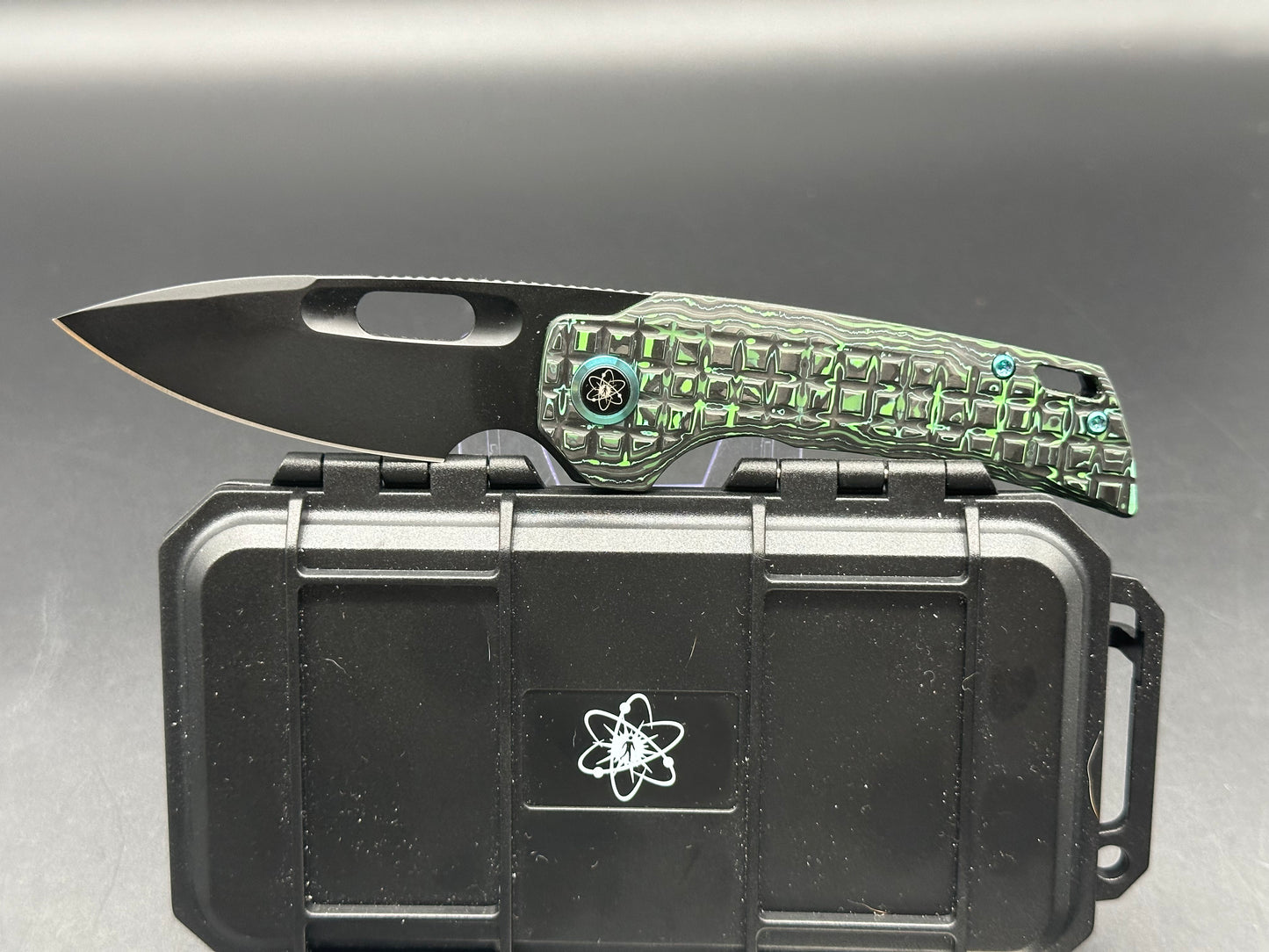 EMP EDC Nymble 3.1" Elmax Blade with Titanium Frag Handle GREEN CAMO CARBON FIBER