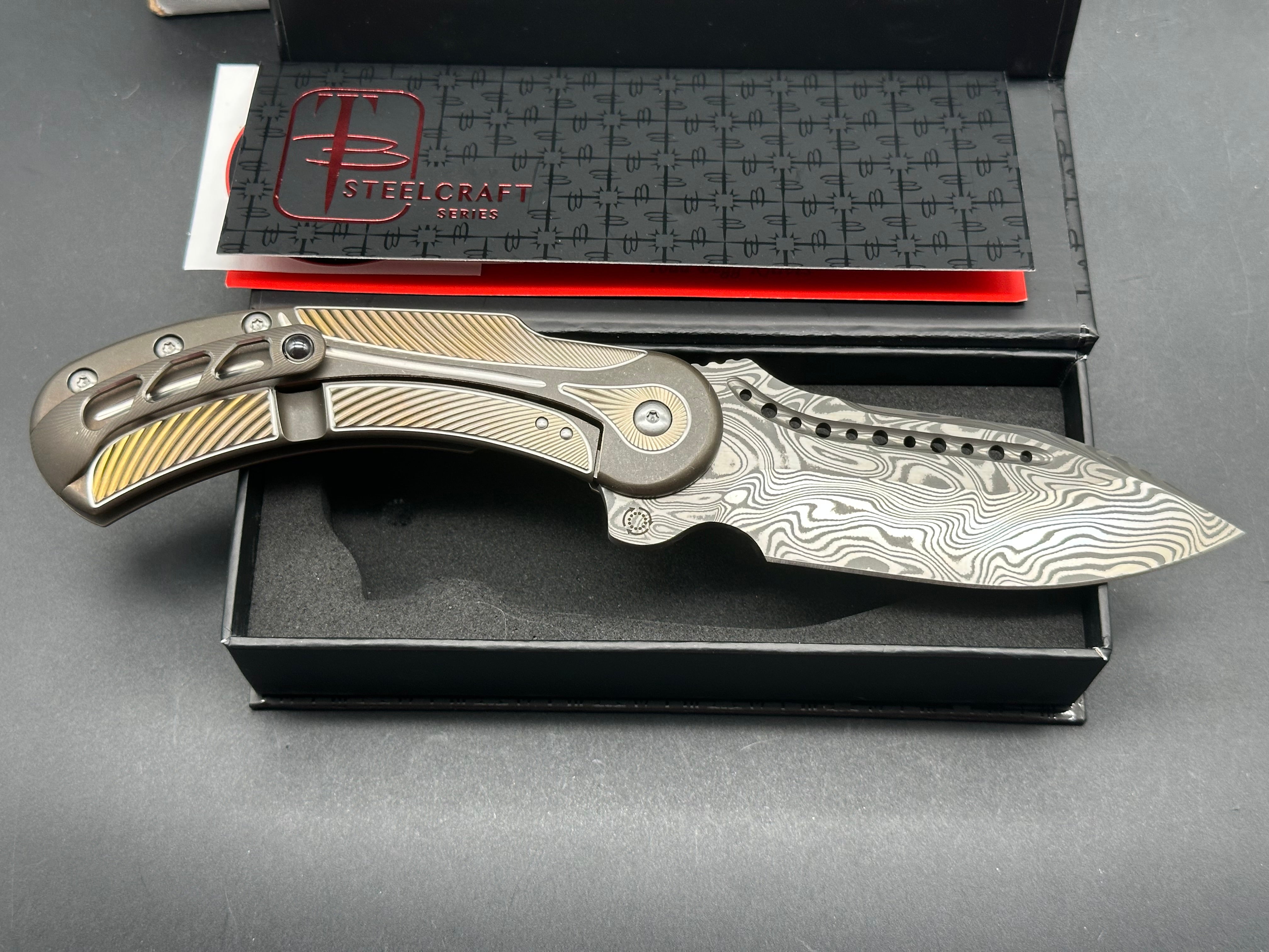 Begg knives Steelcraft Field Marshall Bronze/Gold/Silver w/Thor Damasteel blade