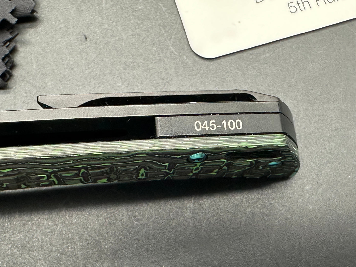 EMP EDC Nymble 3.1" Elmax Blade with Titanium Frag Handle GREEN CAMO CARBON FIBER