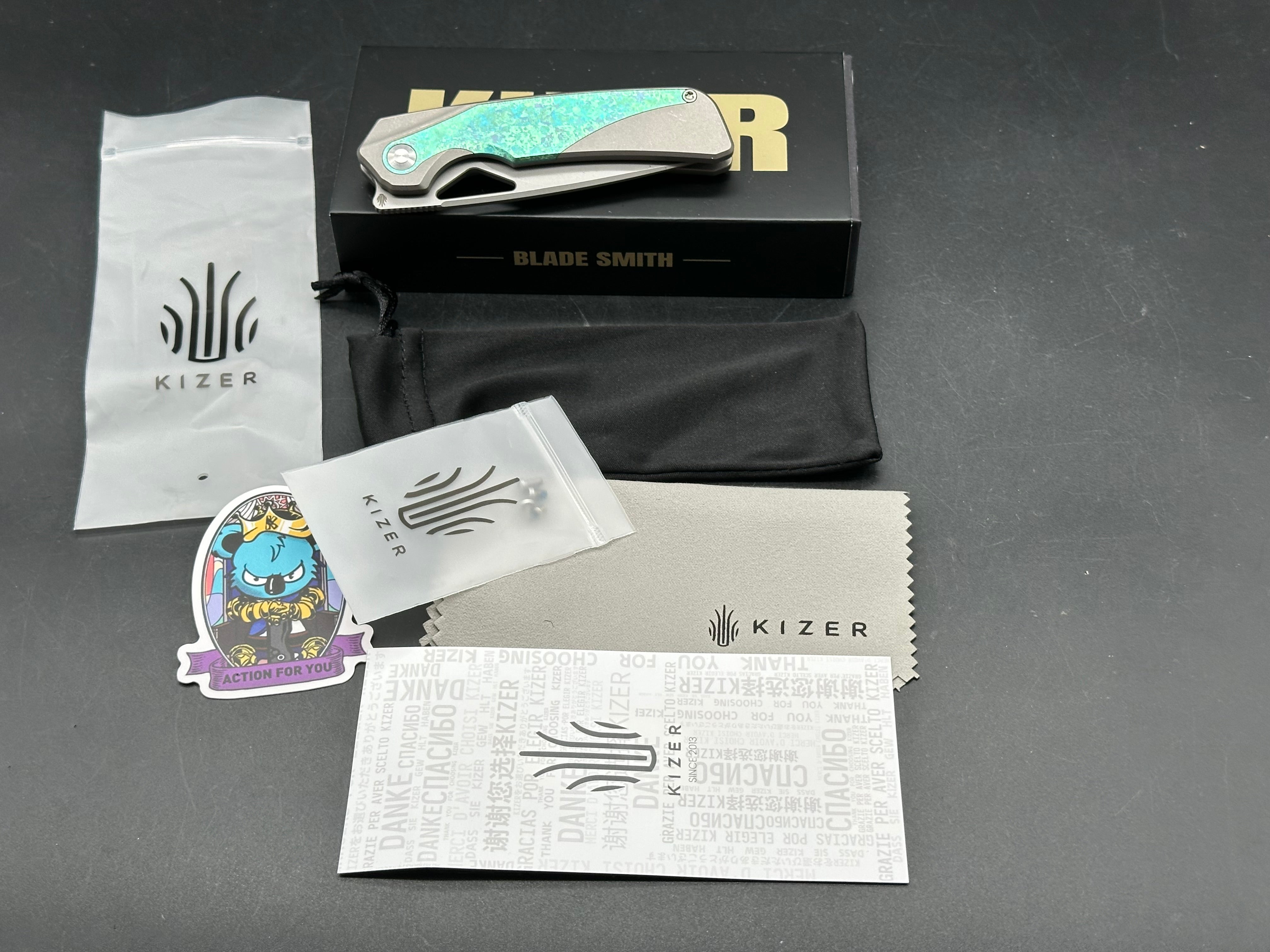 Kizer Topsail Frame Lock Knife Titanium + Crystalized Ti (3.1" BB)