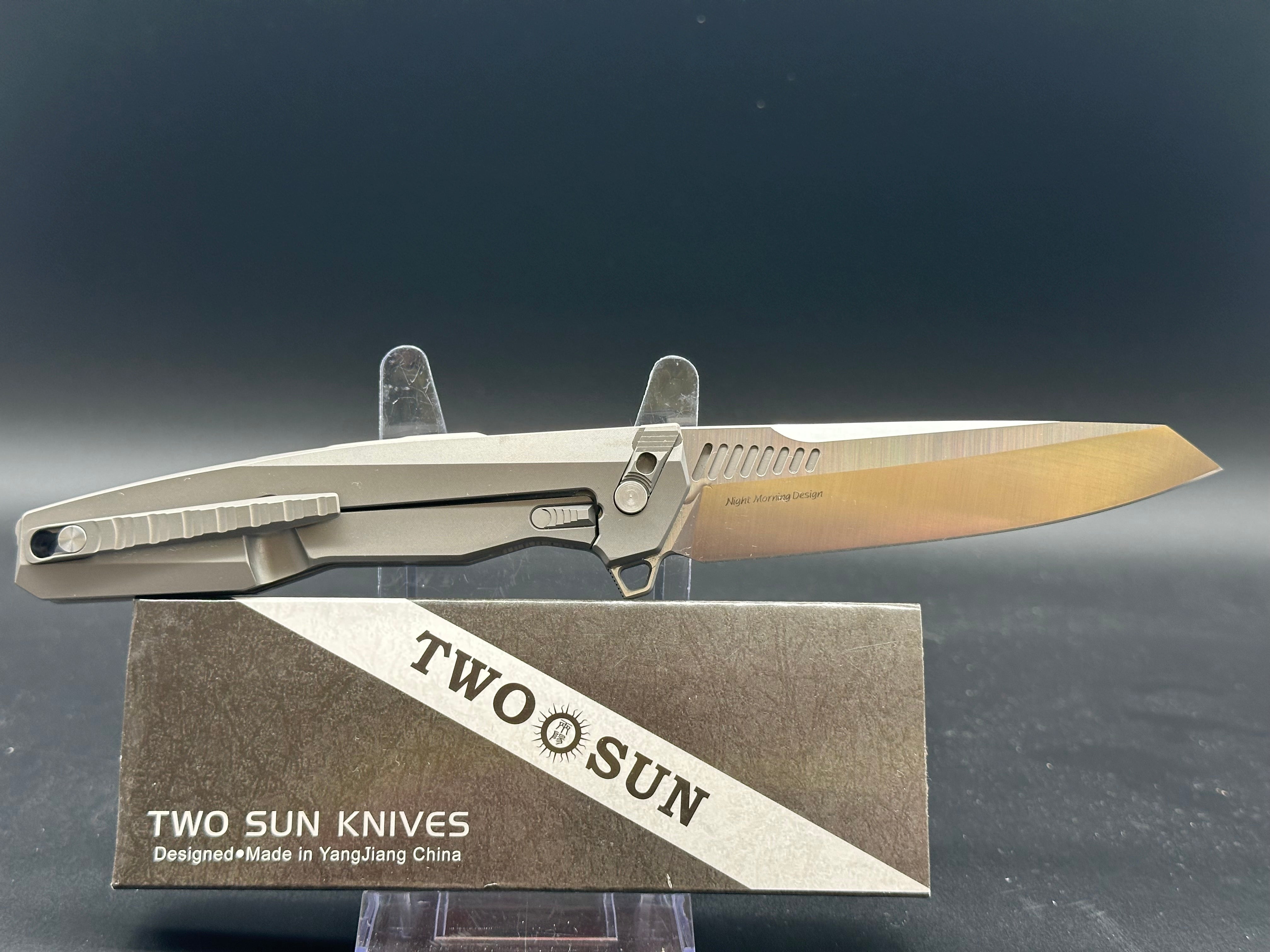 TwoSun TS88 (tenon & mortise) Ti handle w/M390 blade