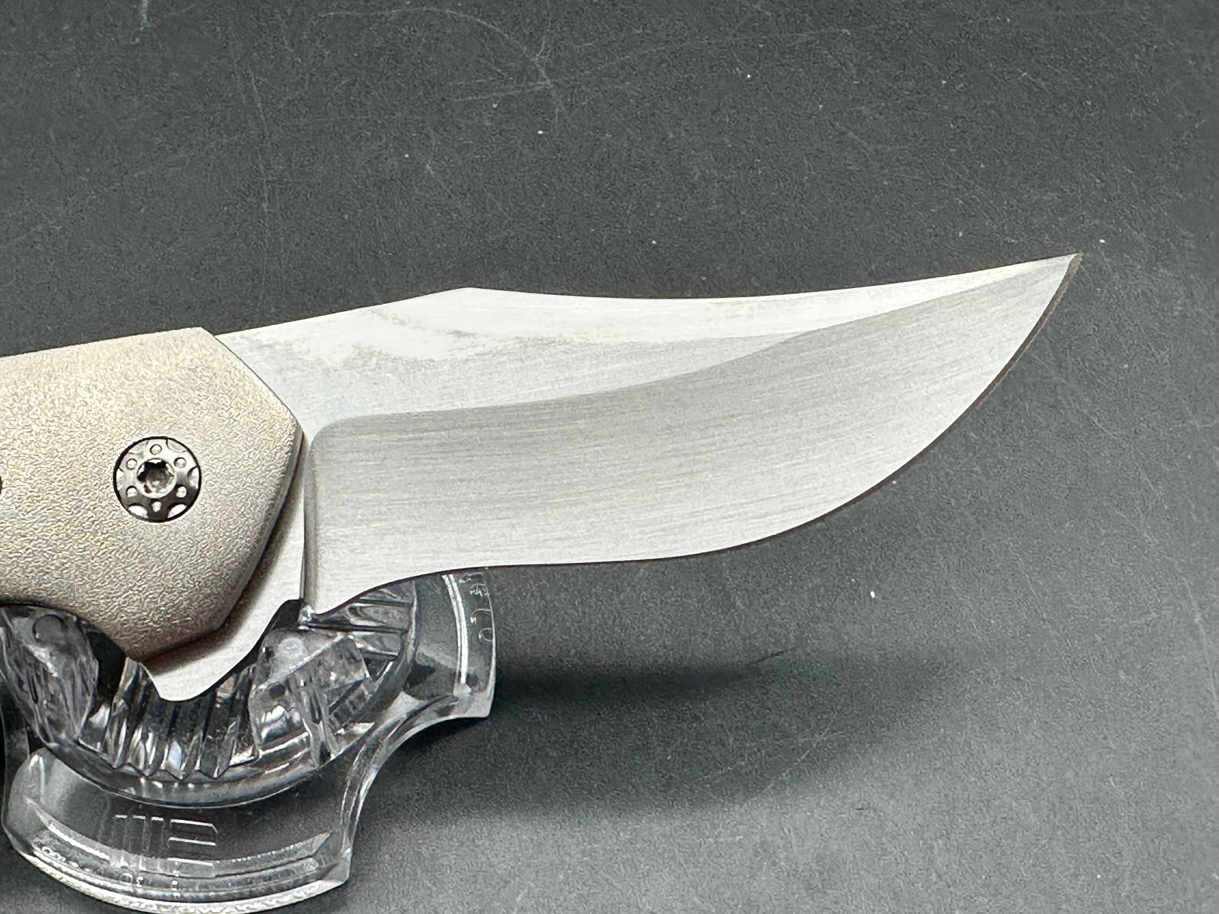 Joel Chamblin JVO Designs Uppercut: Designed by Jared Von Otterloo. 3.125 inch hand rubbed, satin finish recurve blade