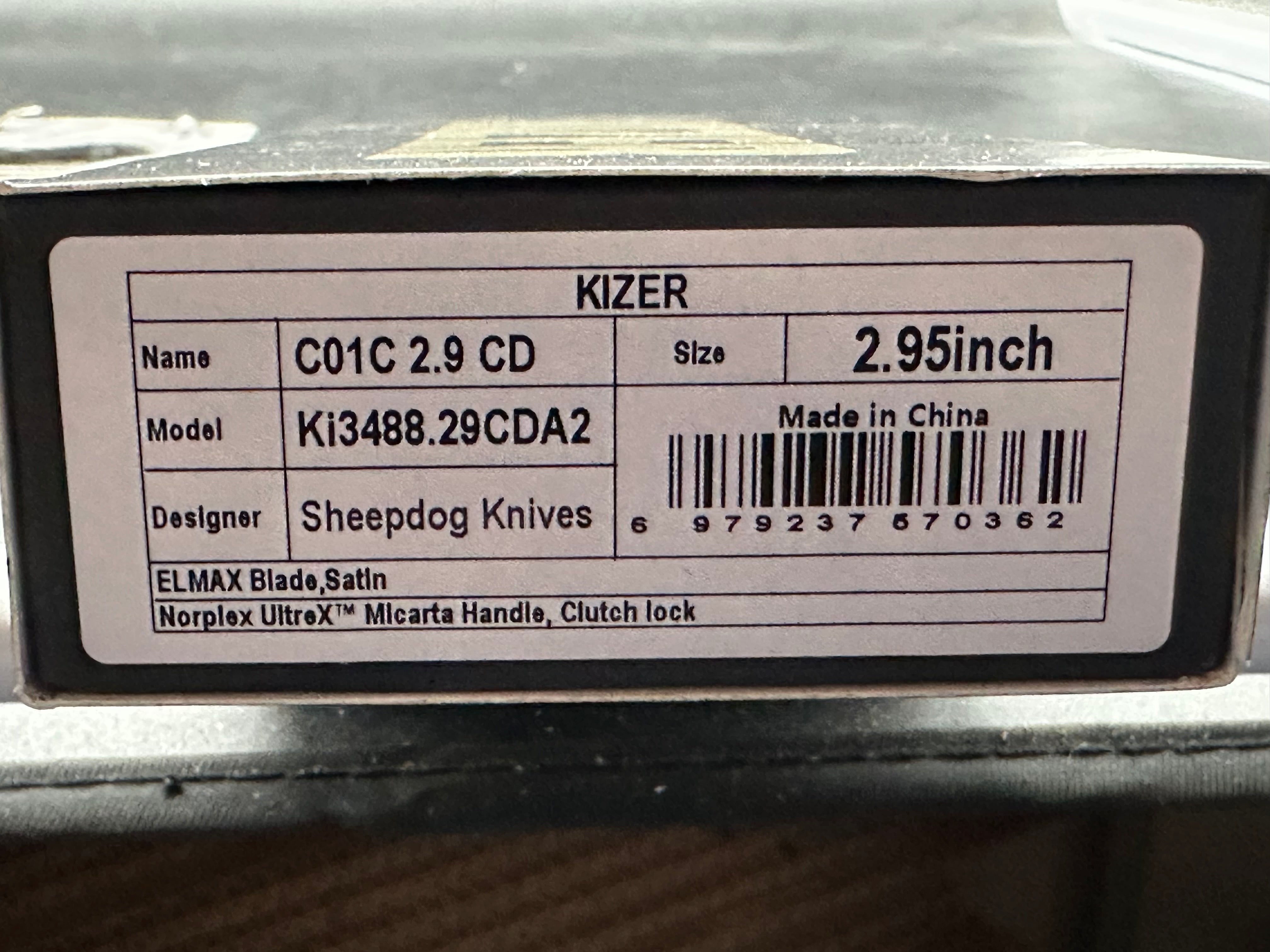 Kizer Sheepdog Knives | C01C 2.9 CD | ELMAX | NORPLEX ULTREX MICARTA