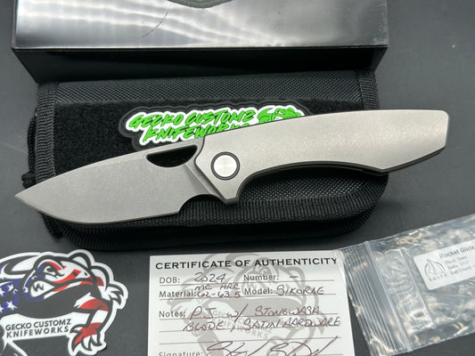 Gecko Customz Knifeworks Sikorae, 3.04" MagnaCut Bead Blasted Blade