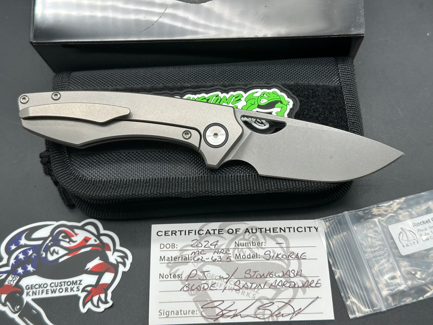 Gecko Customz Knifeworks Sikorae, 3.04" MagnaCut Bead Blasted Blade