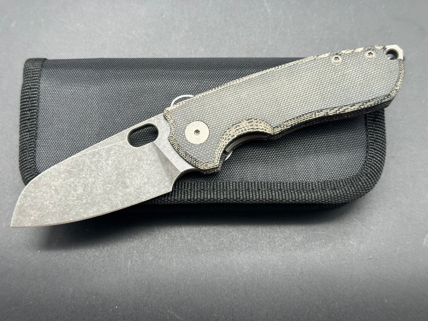 URBAN EDC F5.5 - Blue Denim MICARTA W/ ACID-ETCHED M390 BLADE