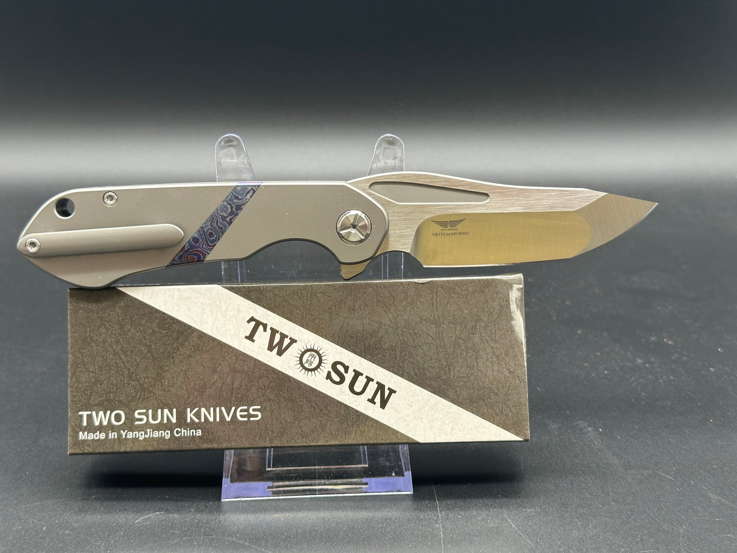 TwoSun TS172 Ti/timascus inlay w/M390 blade