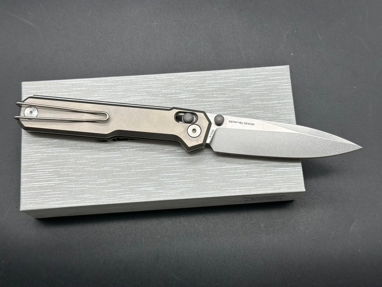 Real Steel Perix 3.5” Nitro-V Stonewash Blade, Stonewash Titanium Handle