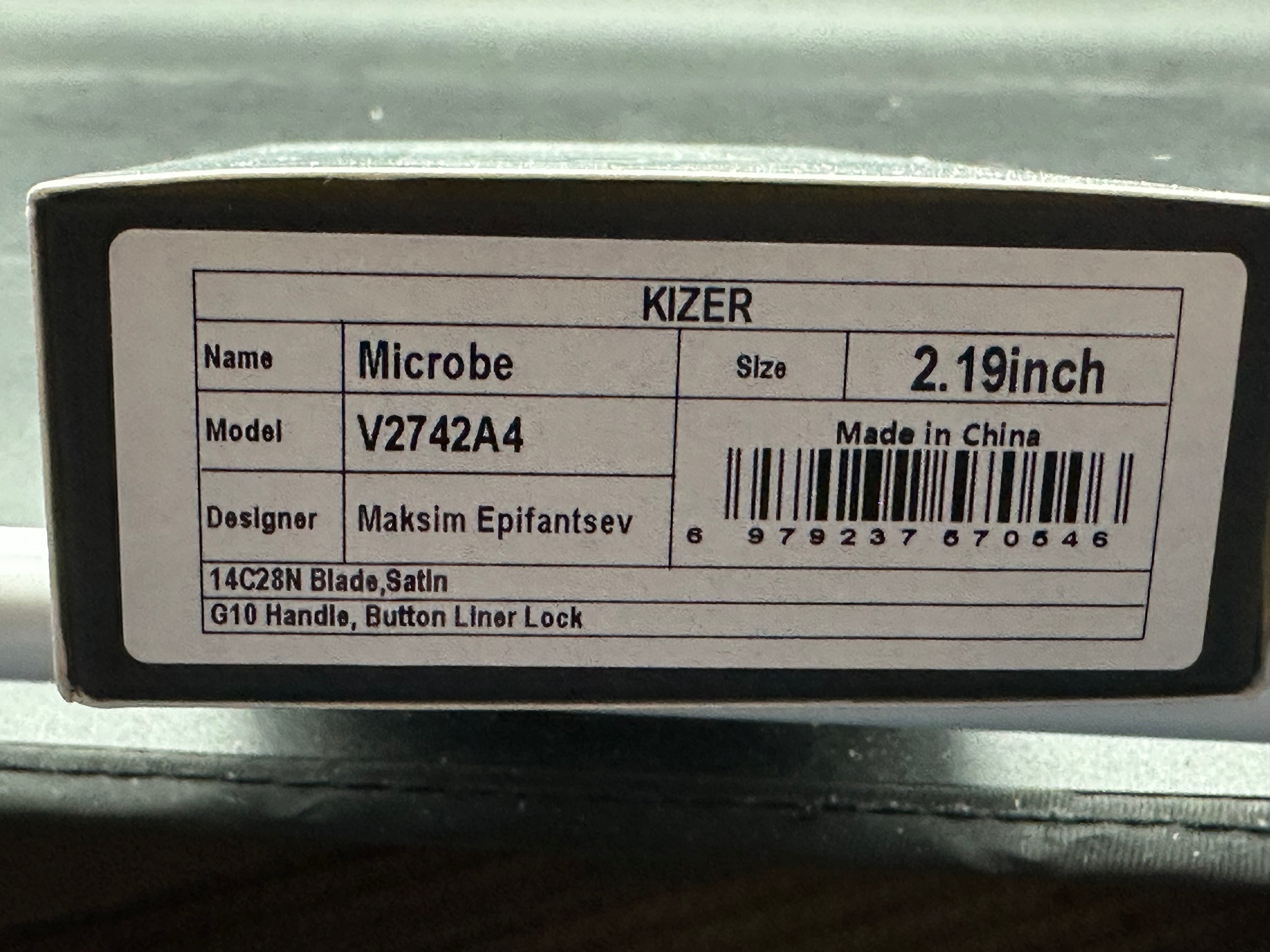 Kizer MICROBE | 14C28N | G10 | SEMI-CIRCULA BUTTON LINER LOCK