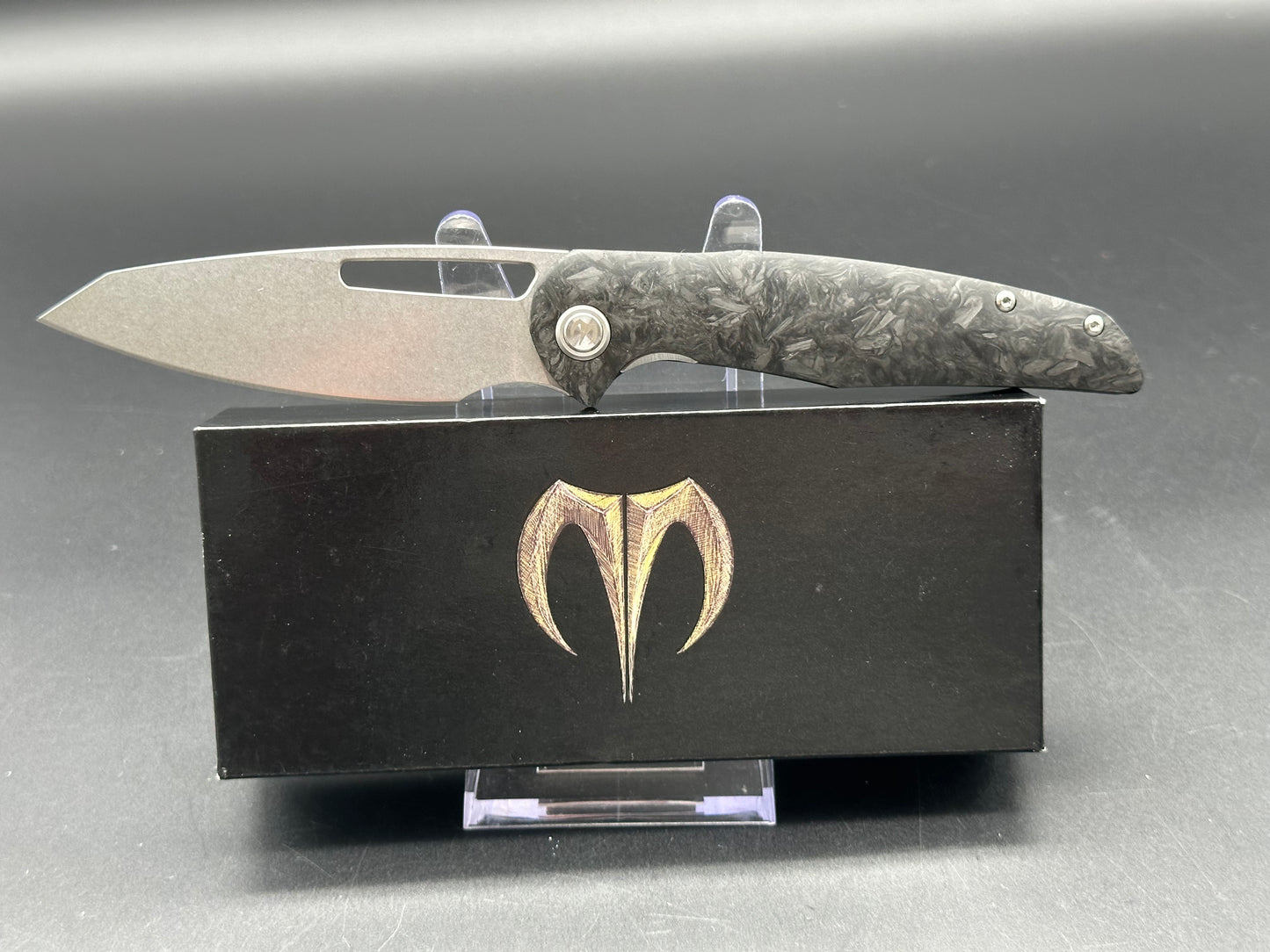 Mallery Phorus, 3.5" S35VN Stonewash Blade with Carbon Fiber Handle. 