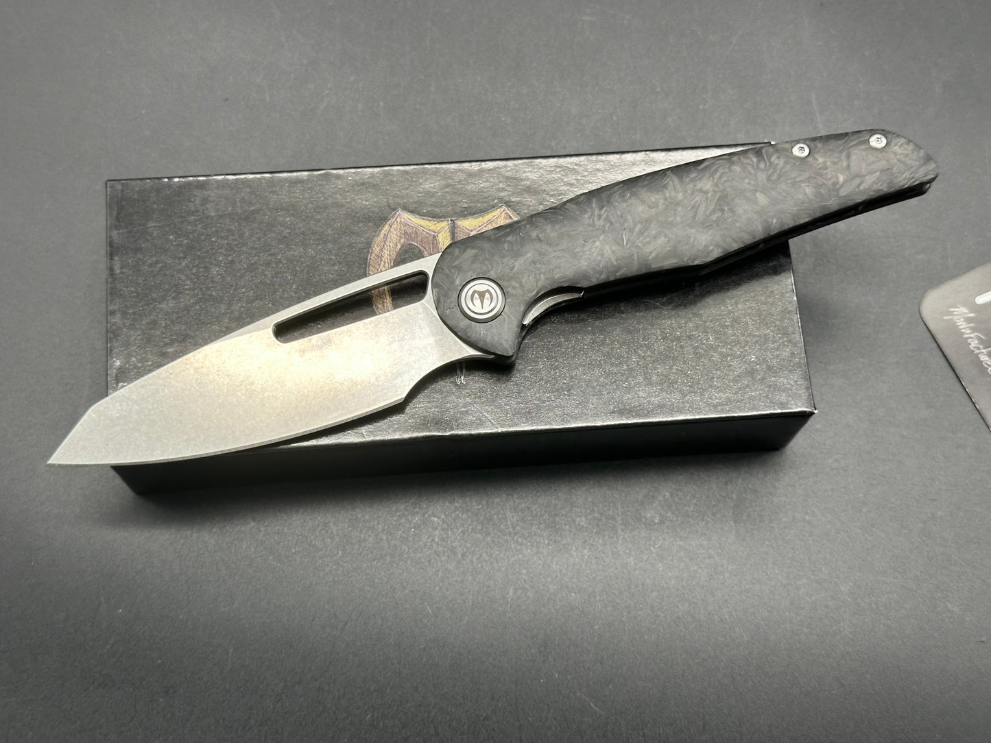 Mallery Phorus, 3.5" S35VN Stonewash Blade with Carbon Fiber Handle. 