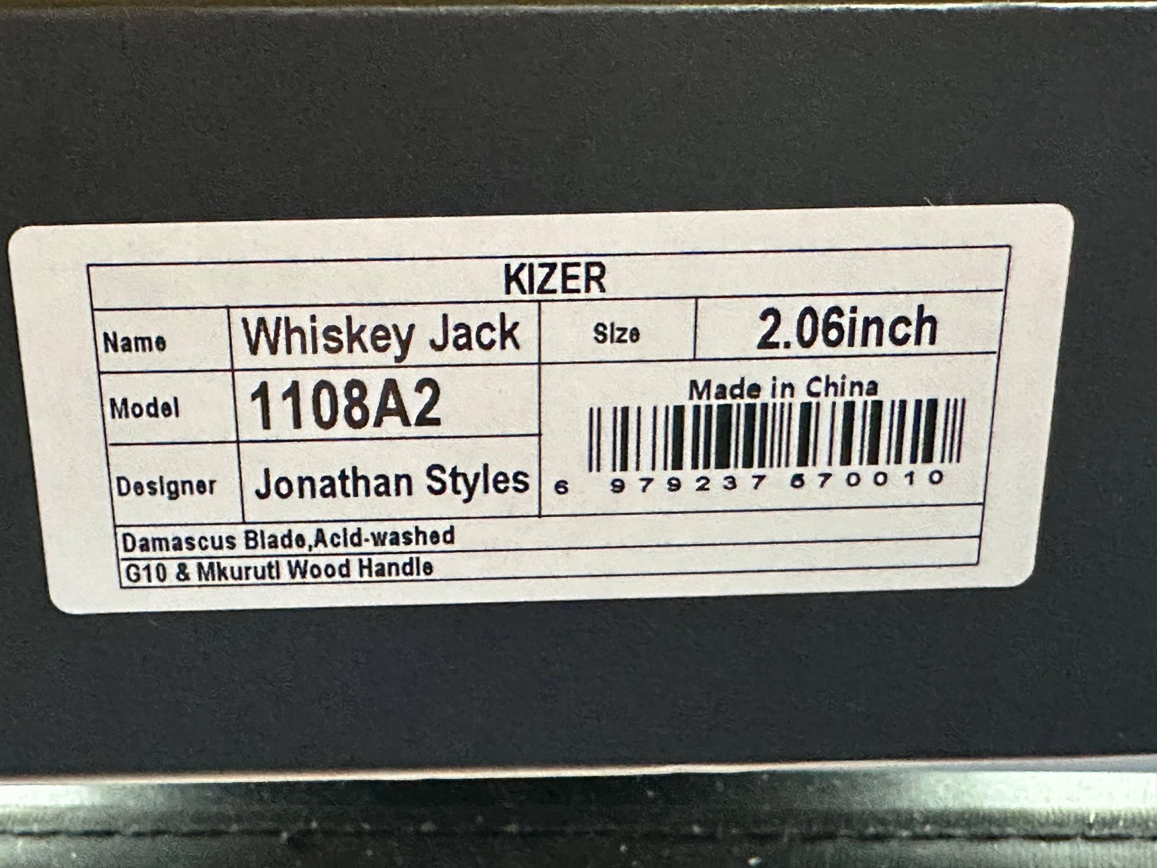 Kizer WHISKEY JACK | DAMASCUS | G10 & MKURUTI WOOD