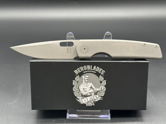 Berg Blades Sweeney, 3.35" 20CV Sandblast Stonewash Blade with Titanium Handle.