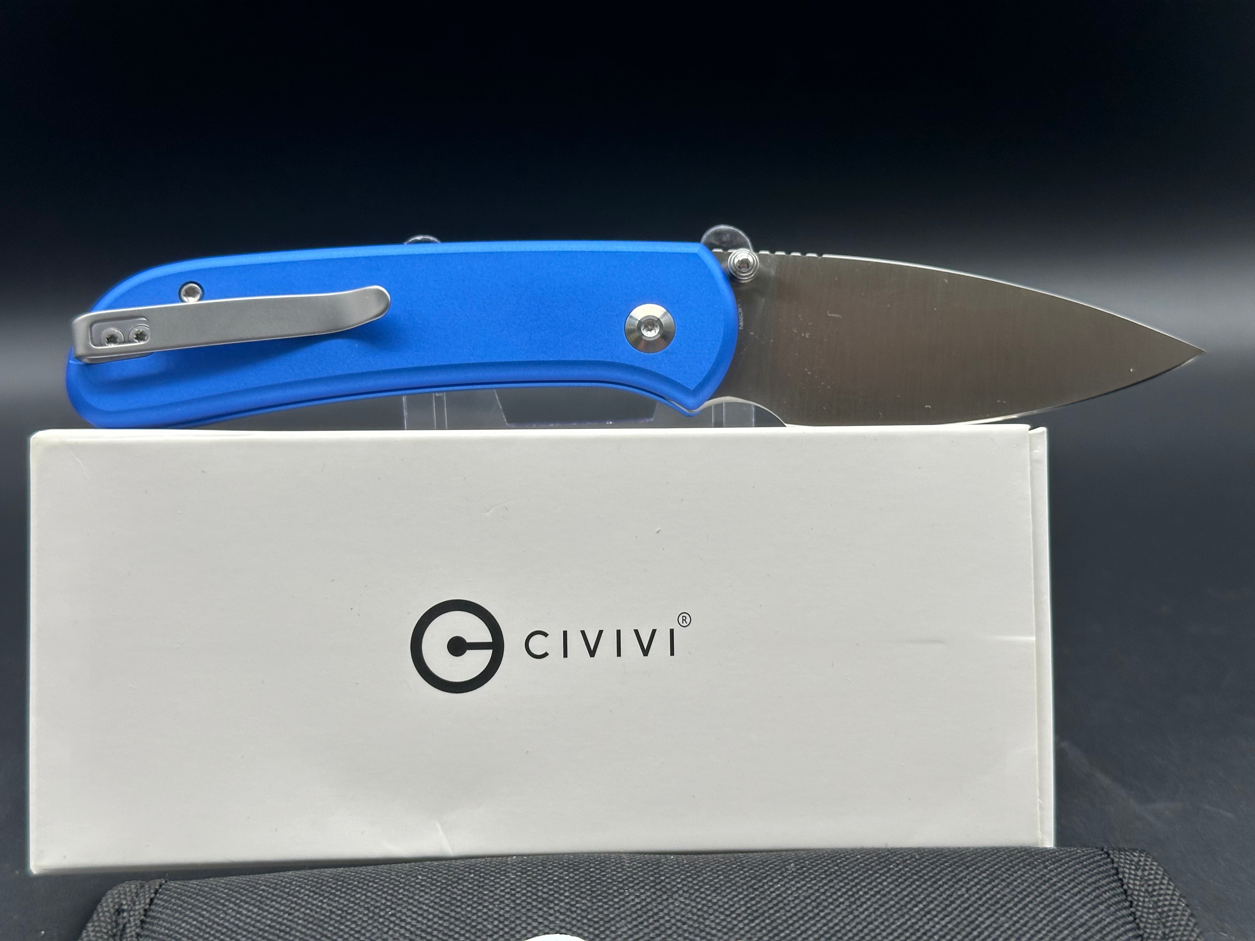 Civivi Qubit, 2.98" 14C28N Satin Blade with Blue Aluminum Handle