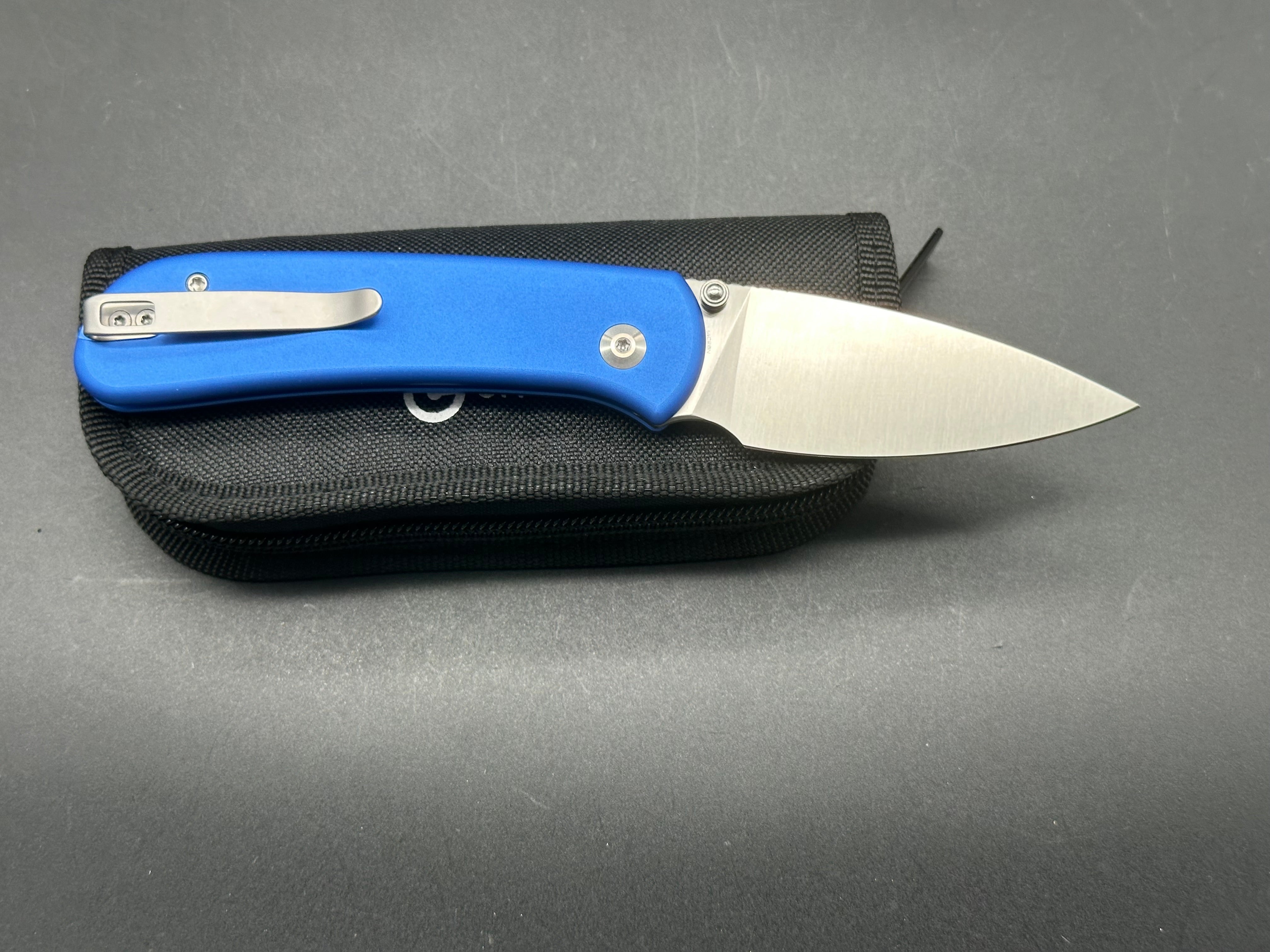 Civivi Qubit, 2.98" 14C28N Satin Blade with Blue Aluminum Handle