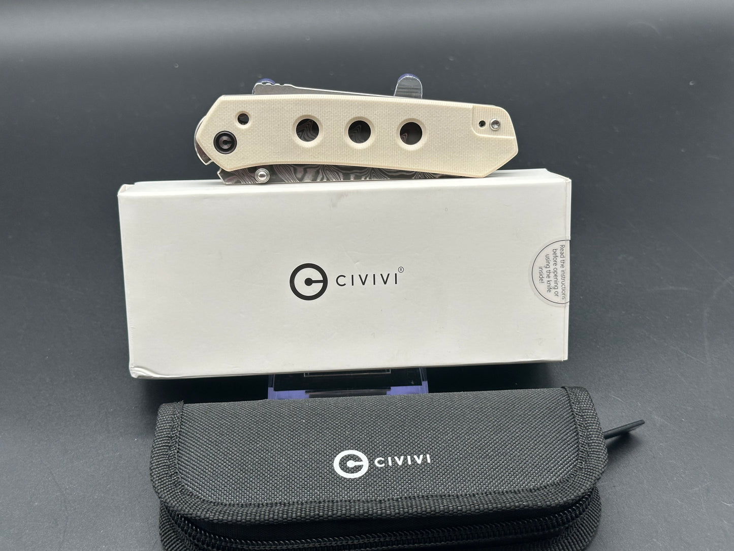 CIVIVI Vision FG Superlock Knife Ivory G-10 (3.5" Damascus)