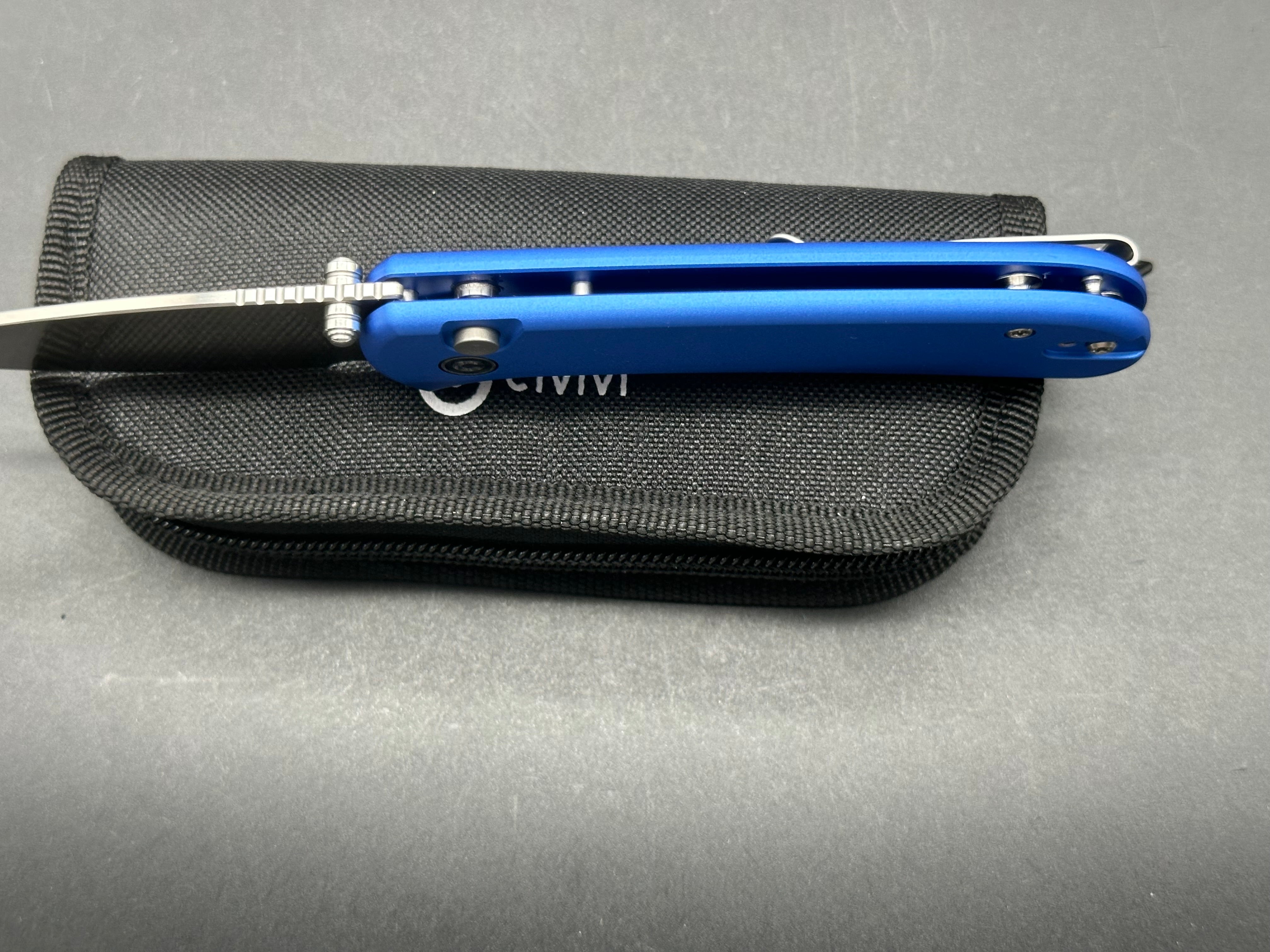 Civivi Qubit, 2.98" 14C28N Satin Blade with Blue Aluminum Handle