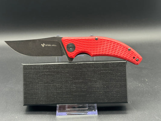 Steel Will Sargas Liner Lock Knife Red G-10 (3.25" Black Stonewash)