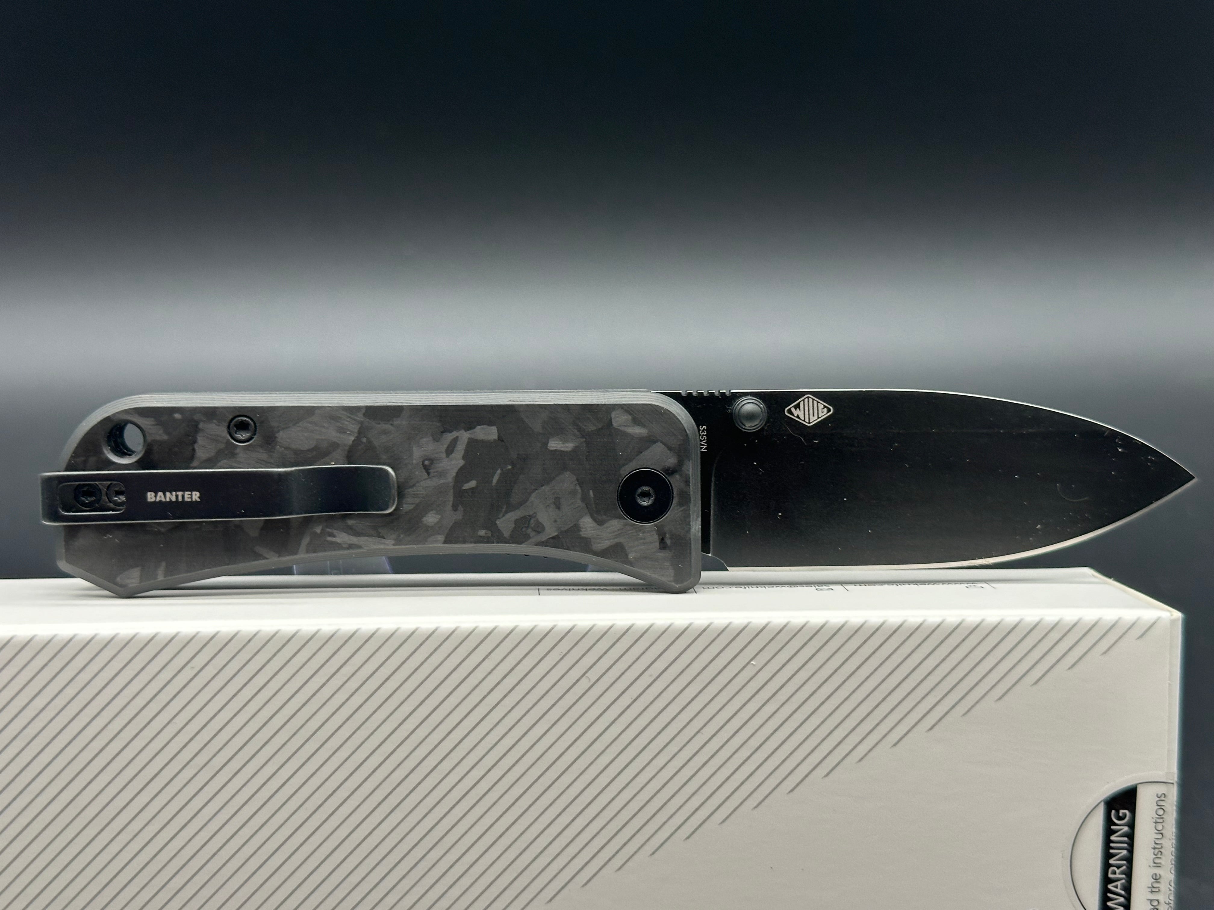 WE Knife Co. Banter Liner Lock Knife Marble Carbon Fiber (2.9" Black SW)