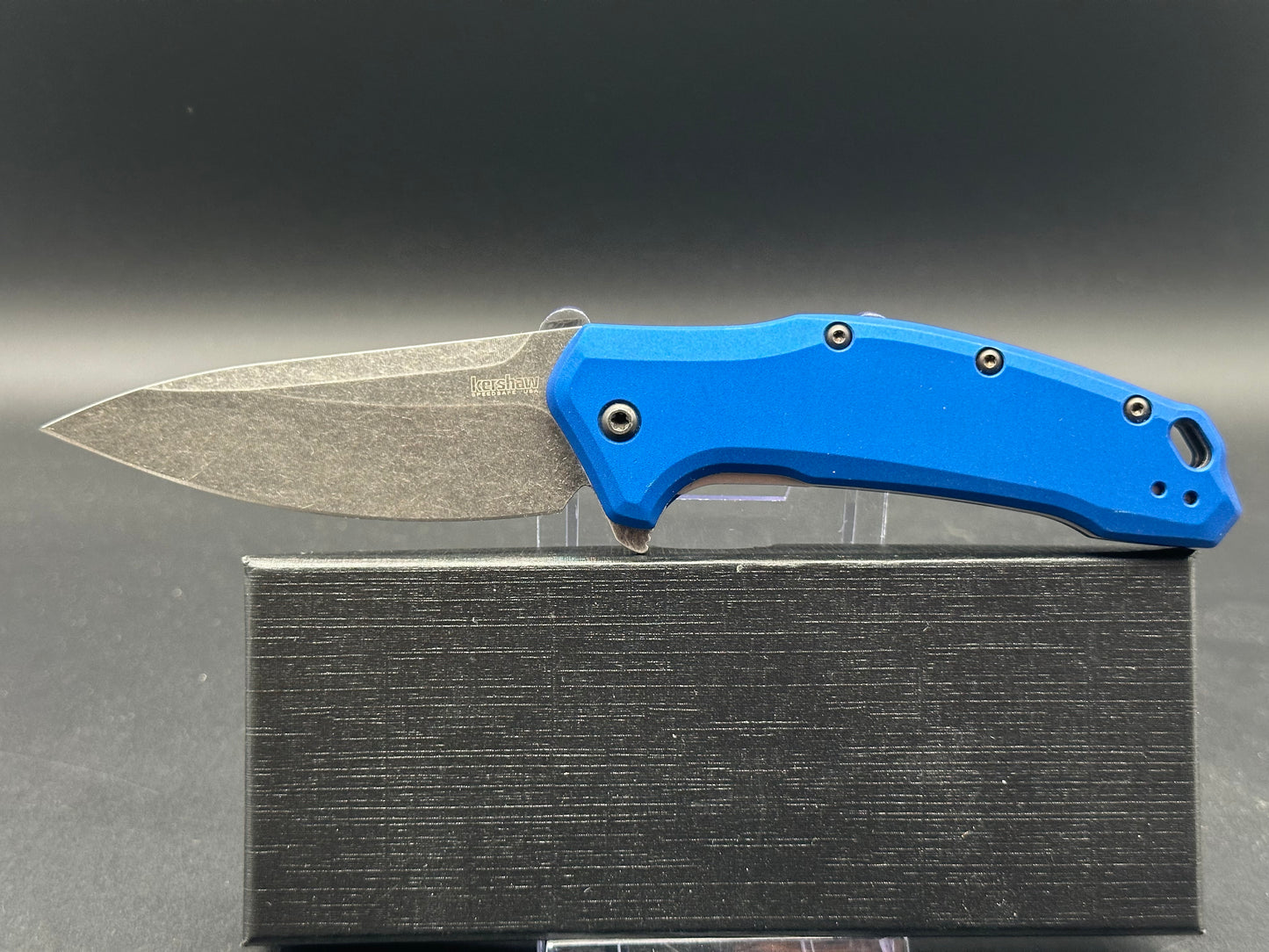 Kershaw Link Drop Point Knife Blue Aluminum (3.25" BlackWash)