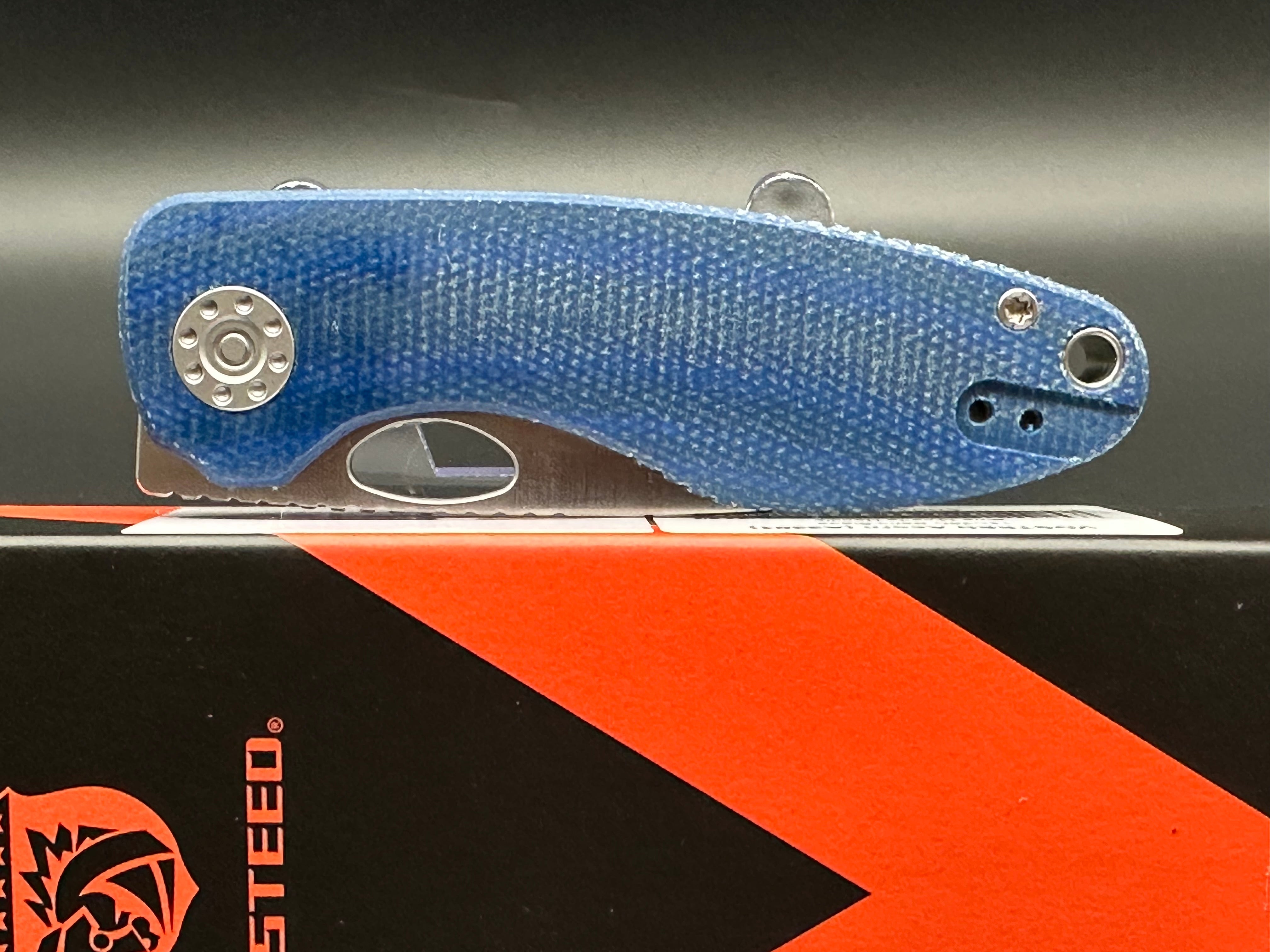 Vosteed Acorn, 2.93" 14C28N Satin Blade with Blue Micarta Handle