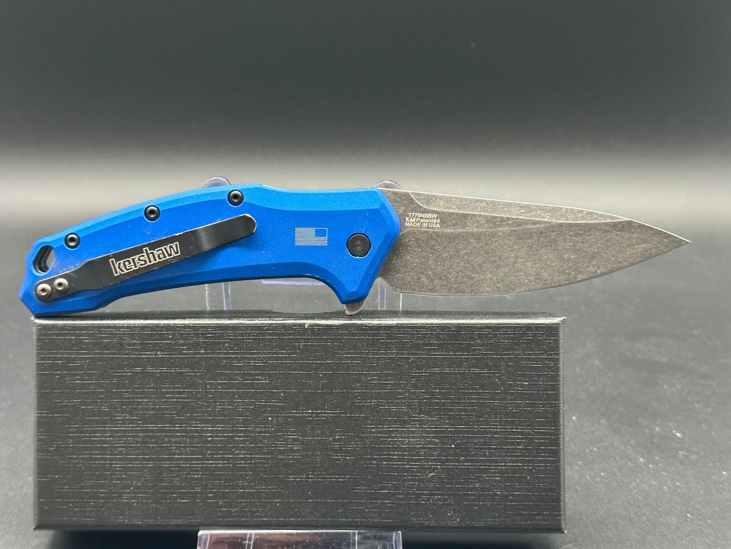 Kershaw Link Drop Point Knife Blue Aluminum (3.25" BlackWash)