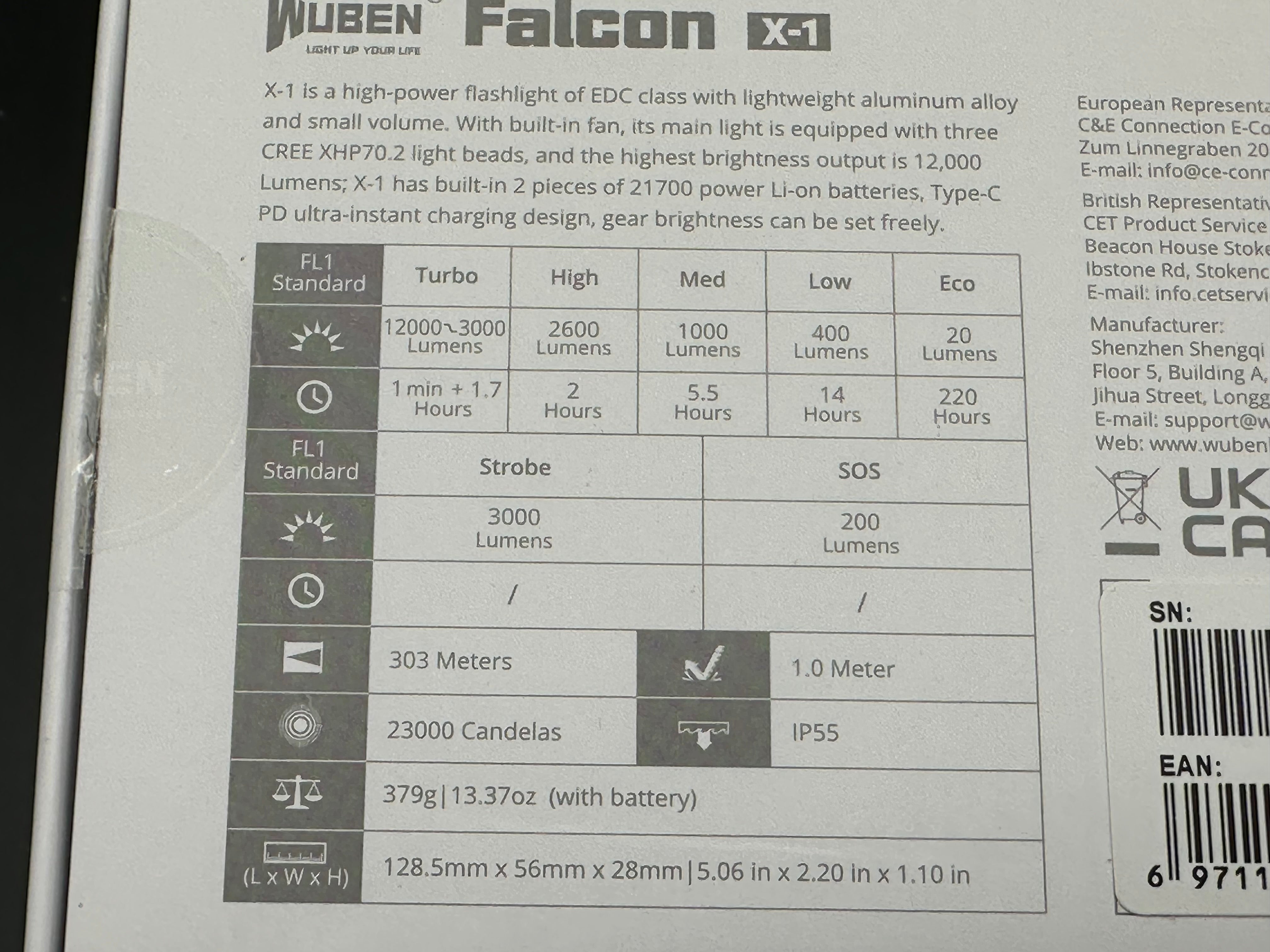 WUBEN X1 Rechargeable Flashlight 12000 Lumens