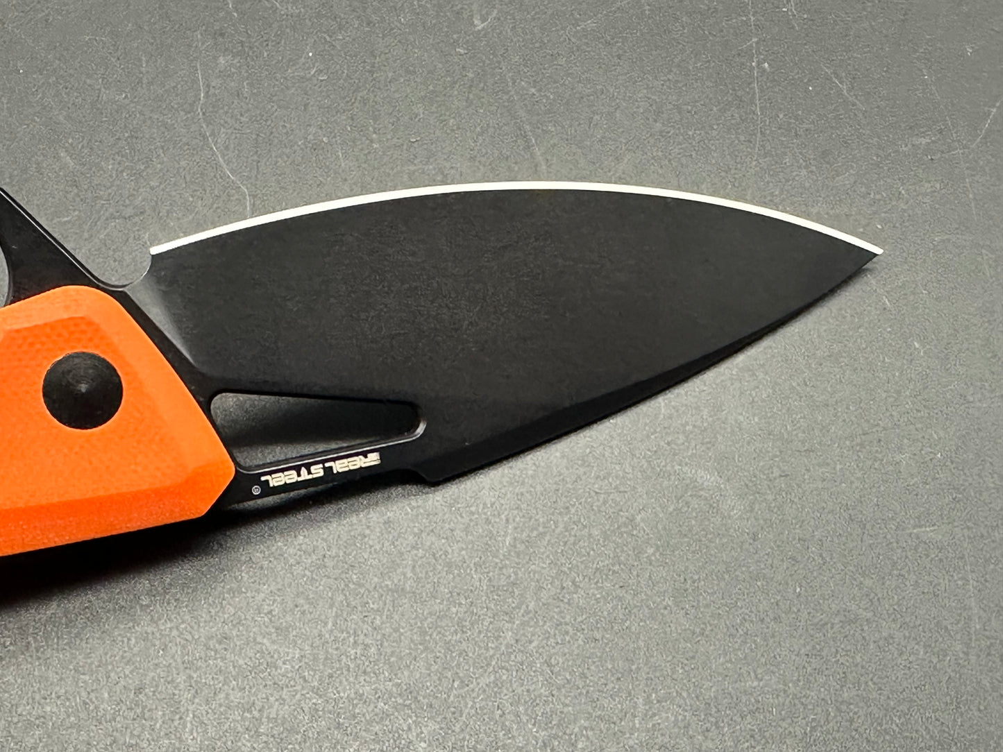 Real Steel Pelican Frame Lock Knife Orange G-10 (3.5" Black)