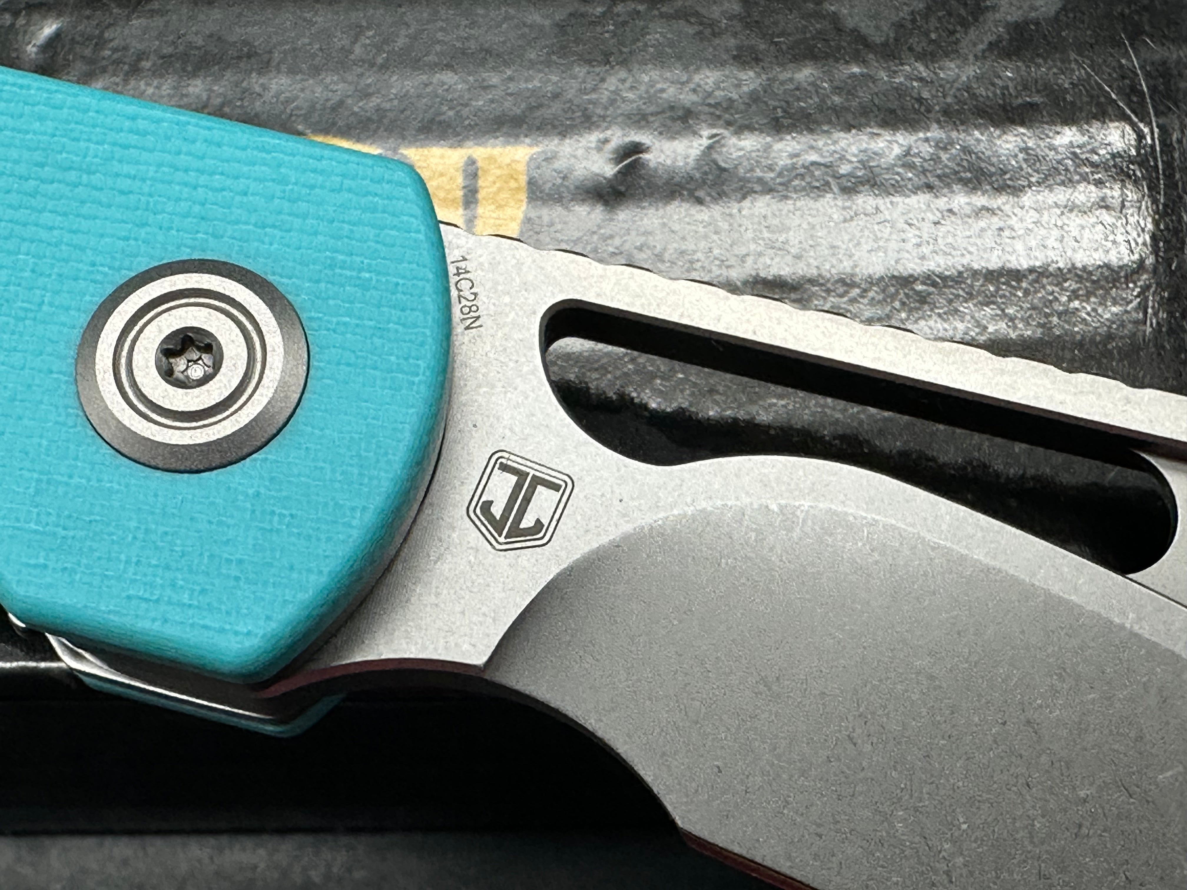 KUBEY GURKHA TIFFANY BLUE G-10 HANDLE BEADBLAST SANDVIK 14C28N BLADE KNIFE