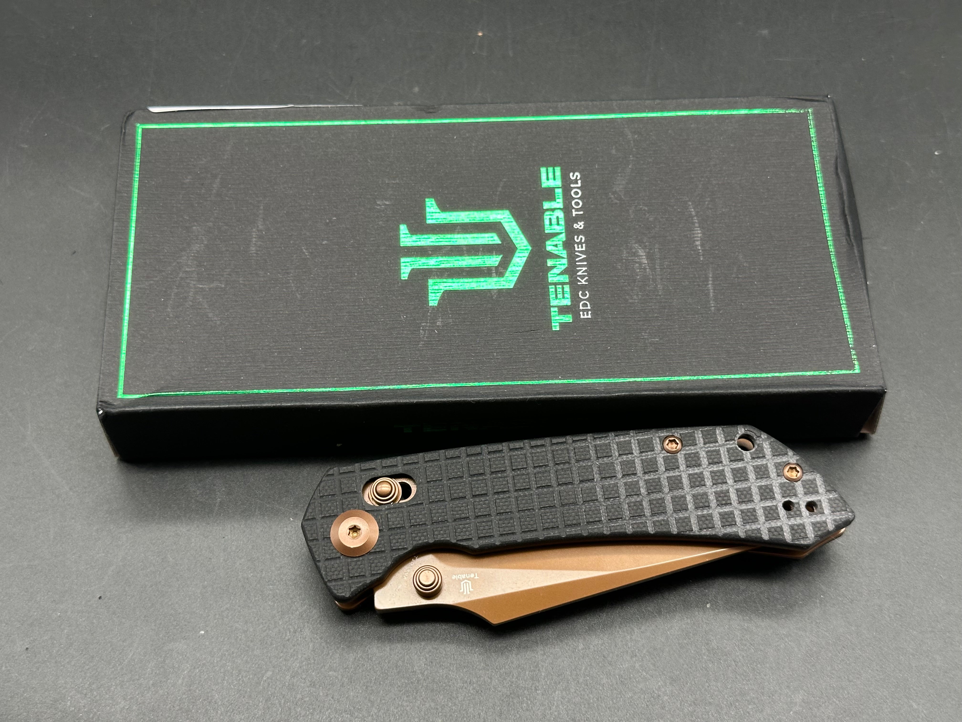 Tenable Fenrir Black G10 3.48" Rose Gold Coated Nitro-V Blade