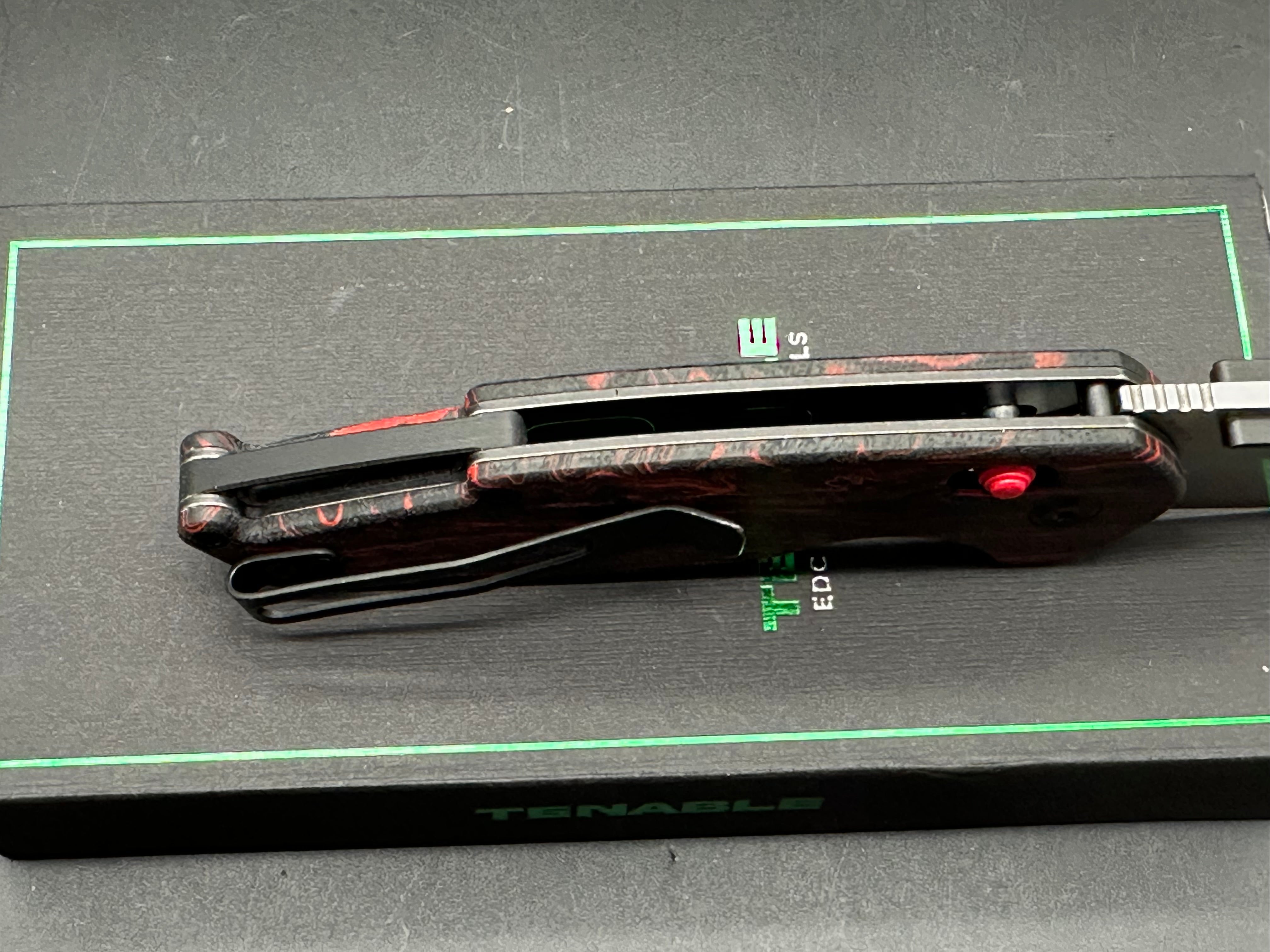 Tenable Model 6 Red & Black G-mascus Handle 3.1" Stonewashed 14C28N Blade