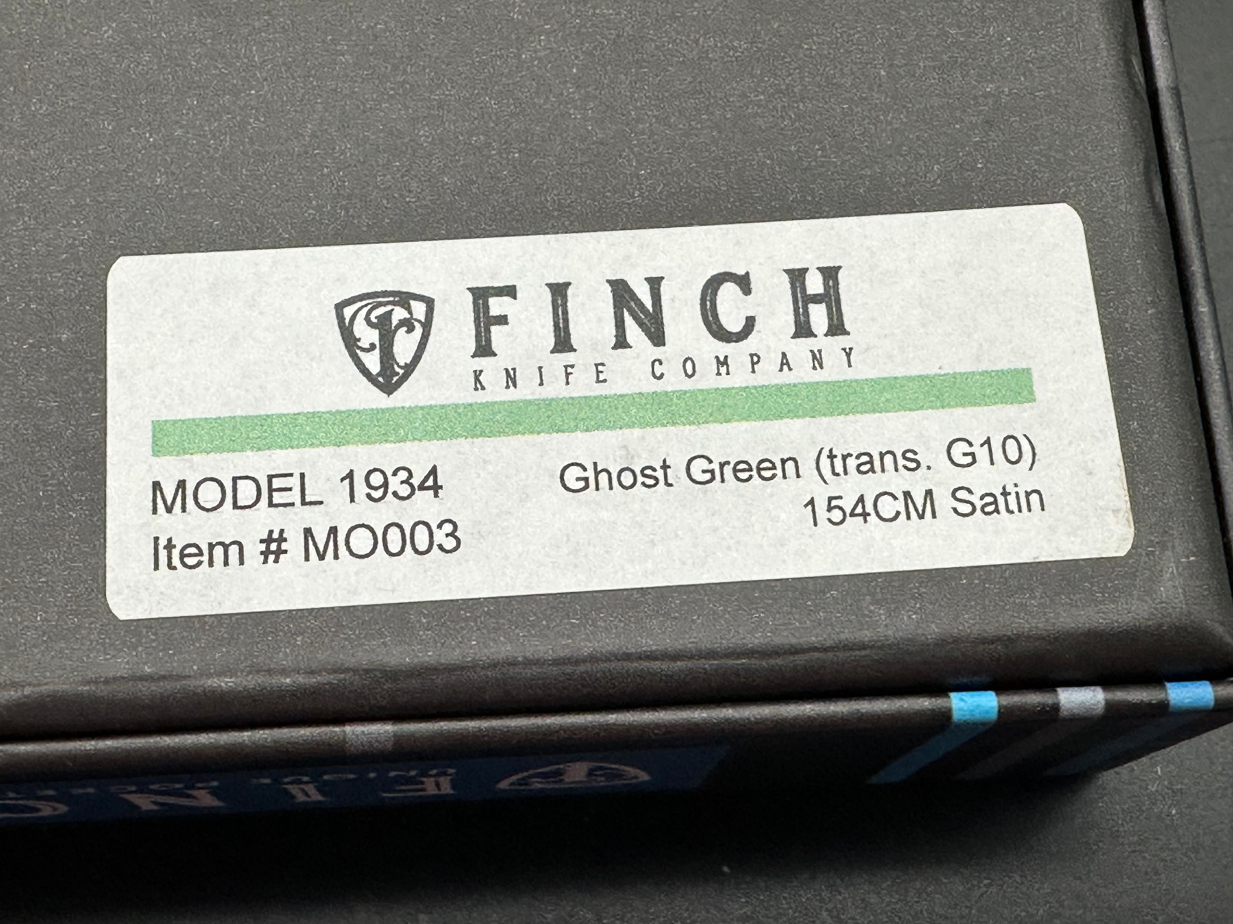 Finch Knives Model 1934 Frame Lock Knife Ghost Green G-10 (3" Satin)