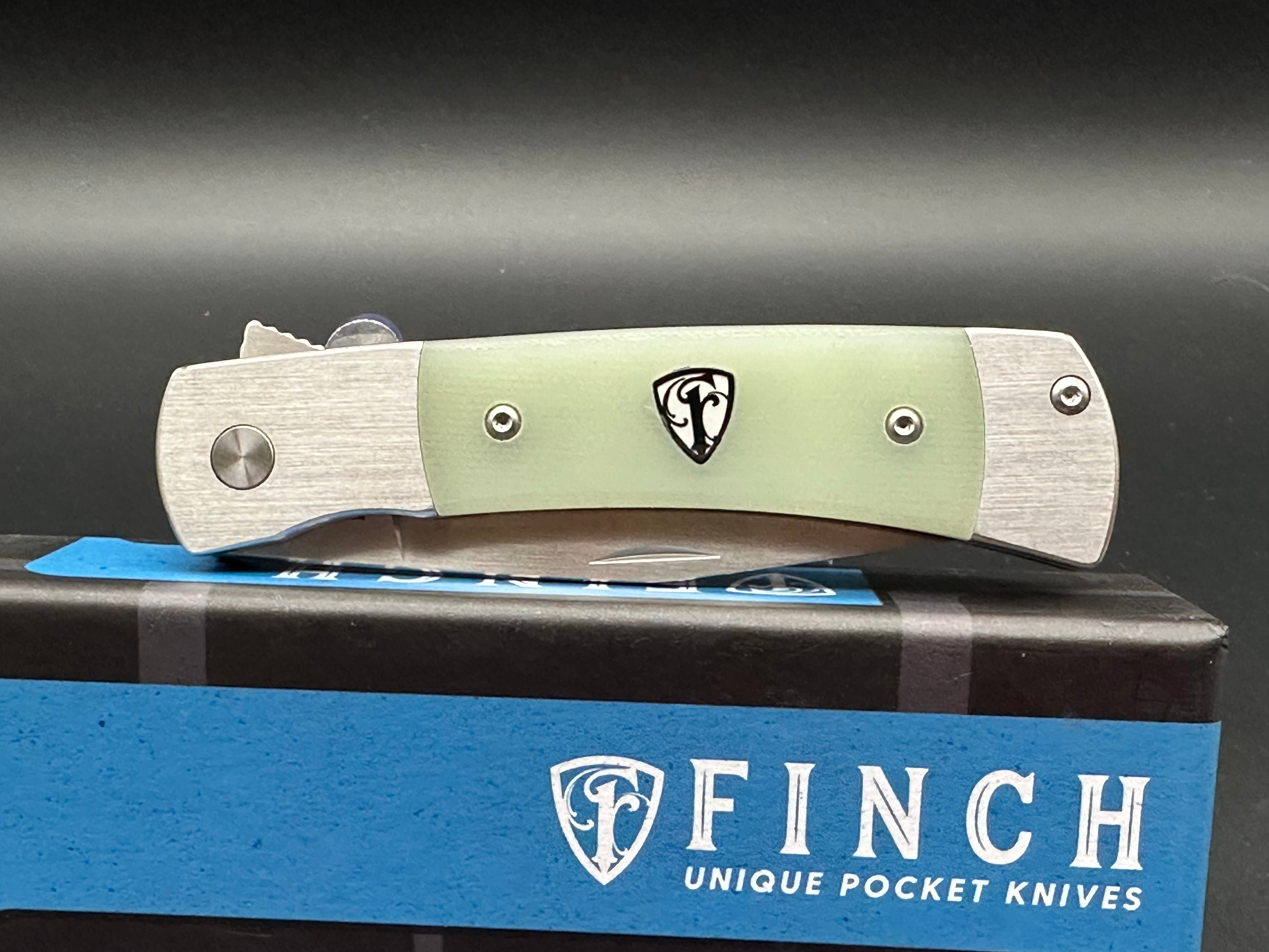 Finch Knives Model 1934 Frame Lock Knife Ghost Green G-10 (3" Satin)