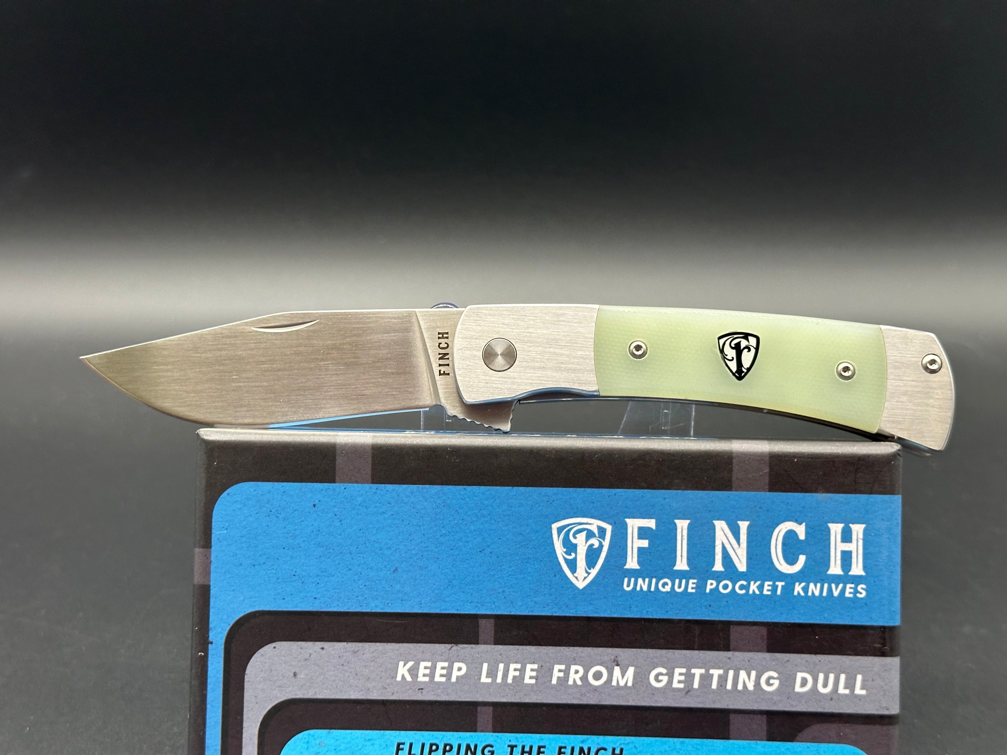 Finch Knives Model 1934 Frame Lock Knife Ghost Green G-10 (3" Satin)