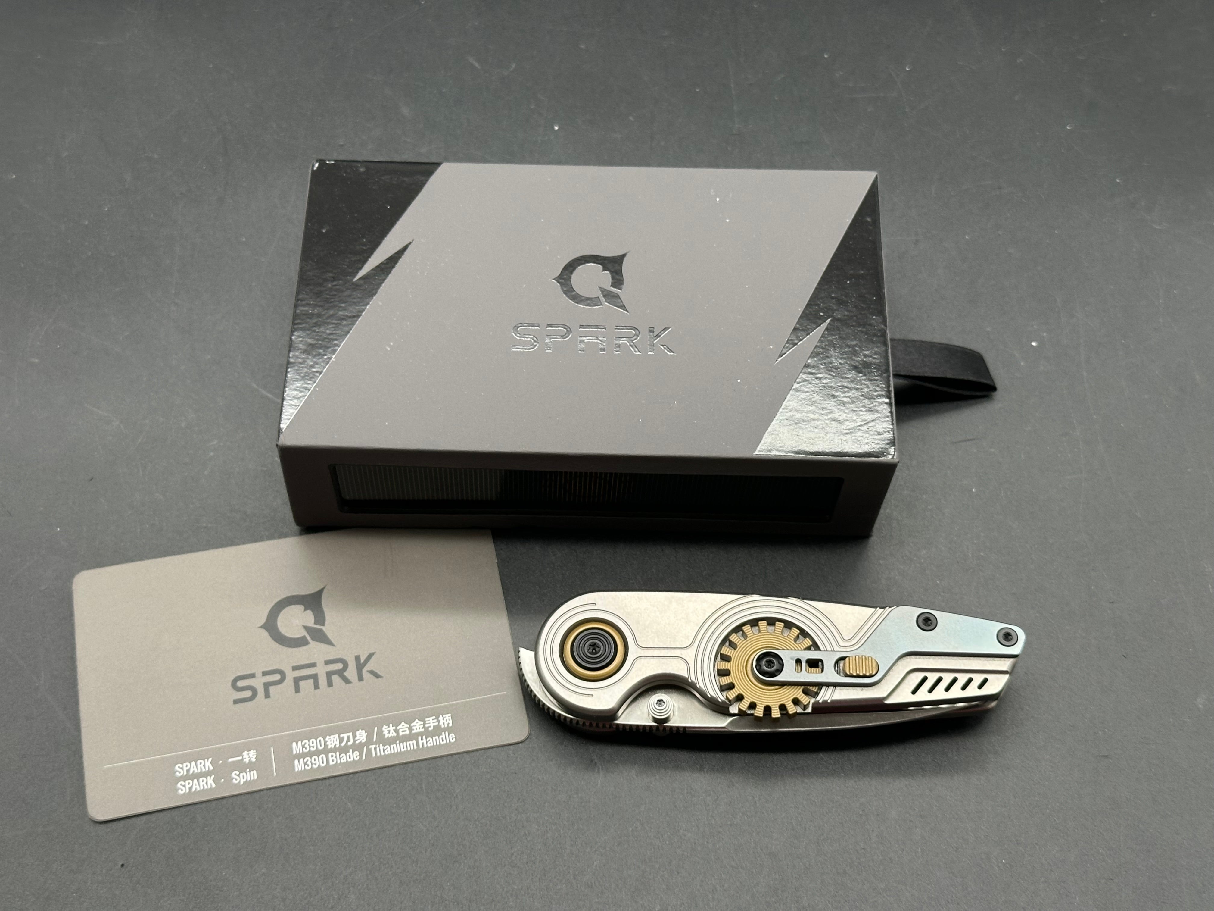 Spark fidget knife titanium handle w/M390 blade