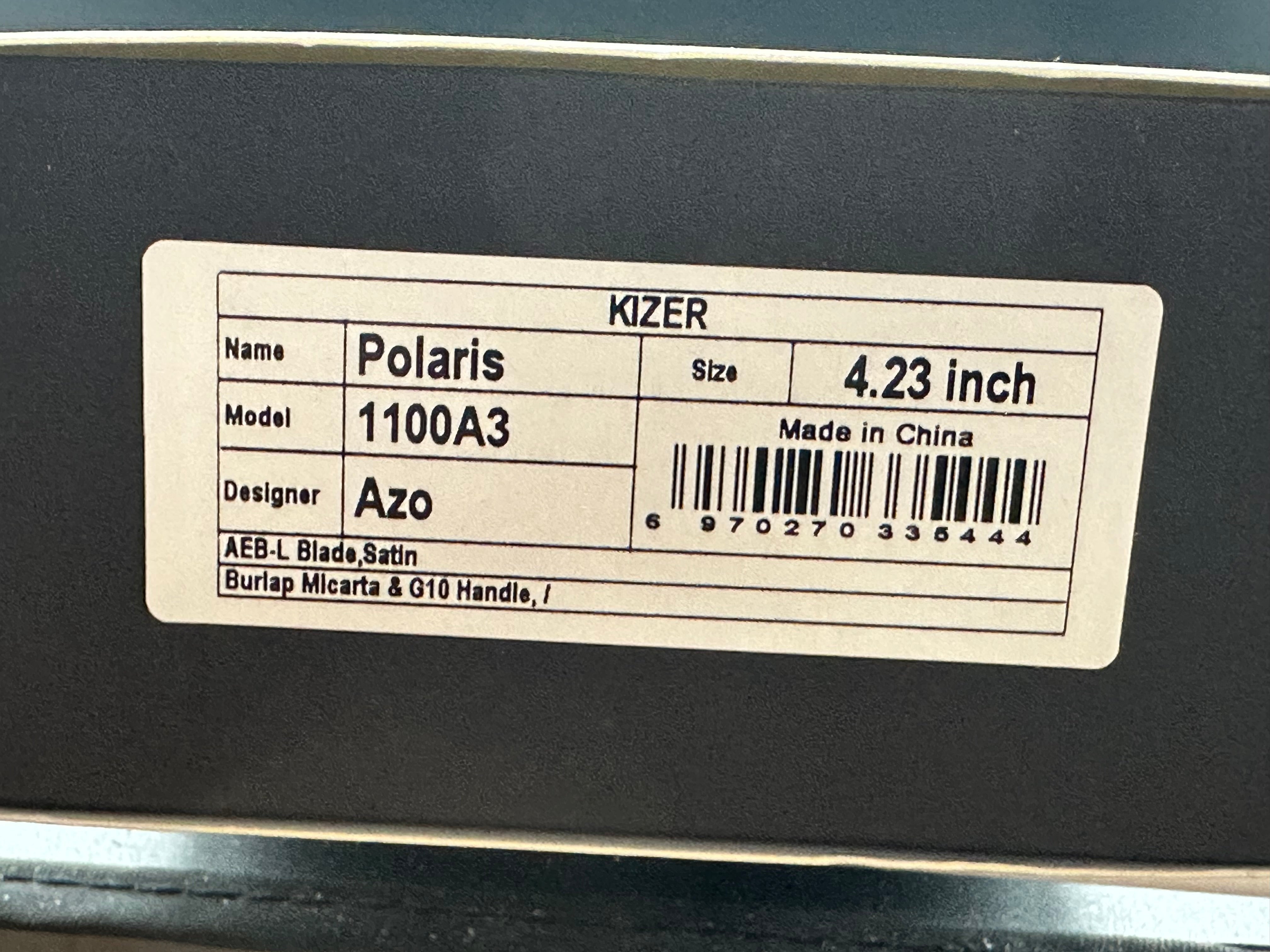 KIZER POLARIS FIXED BLADE KNIFE BURLAP MICARTA AND G10 HANDLE AEB-L STEEL