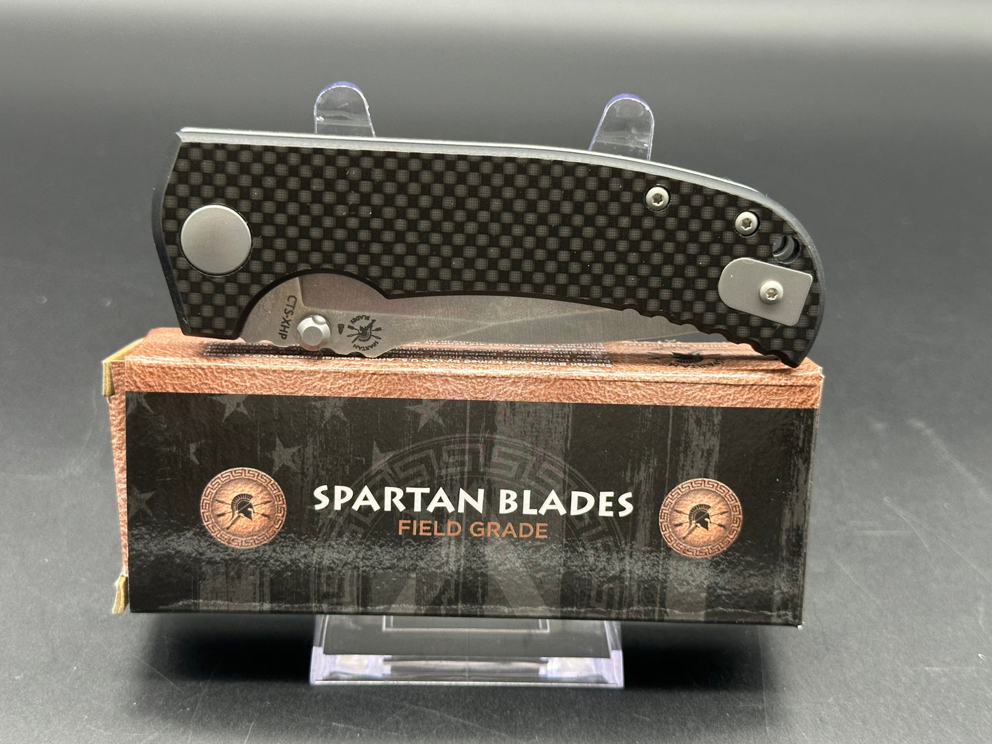 Spartan Blades George Astor Liner Lock Knife CF/G-10 (3.5" Stonewash XHP)