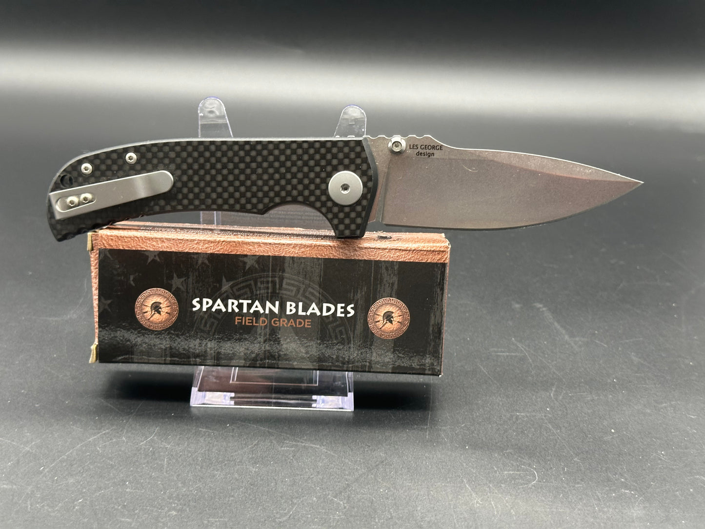 Spartan Blades George Astor Liner Lock Knife CF/G-10 (3.5" Stonewash XHP)