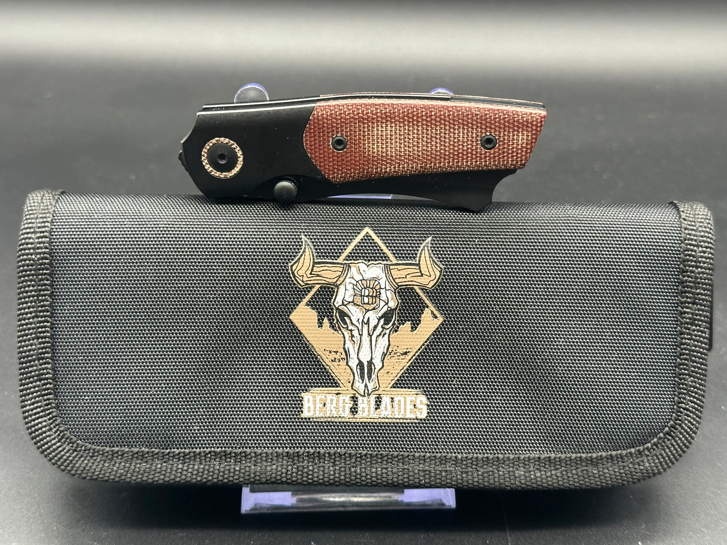 Berg Blades Mini Barber Ti/brown micarta scales w/M390 blade