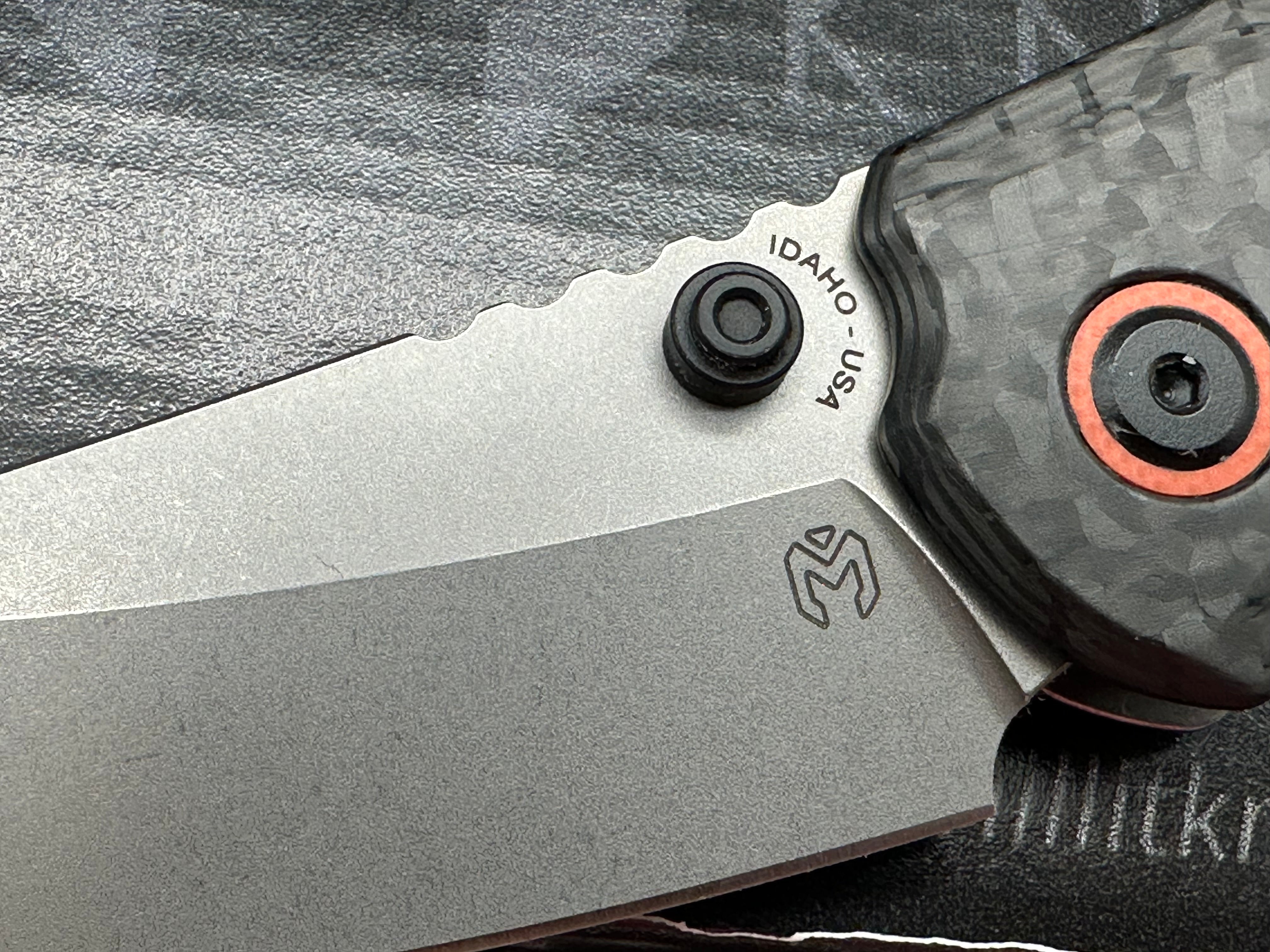 Millit Overland, 3.17" CPM MagnaCut Stonewash Blade with Carbon Fiber and Dark Stonewash Frame Lock Scales
