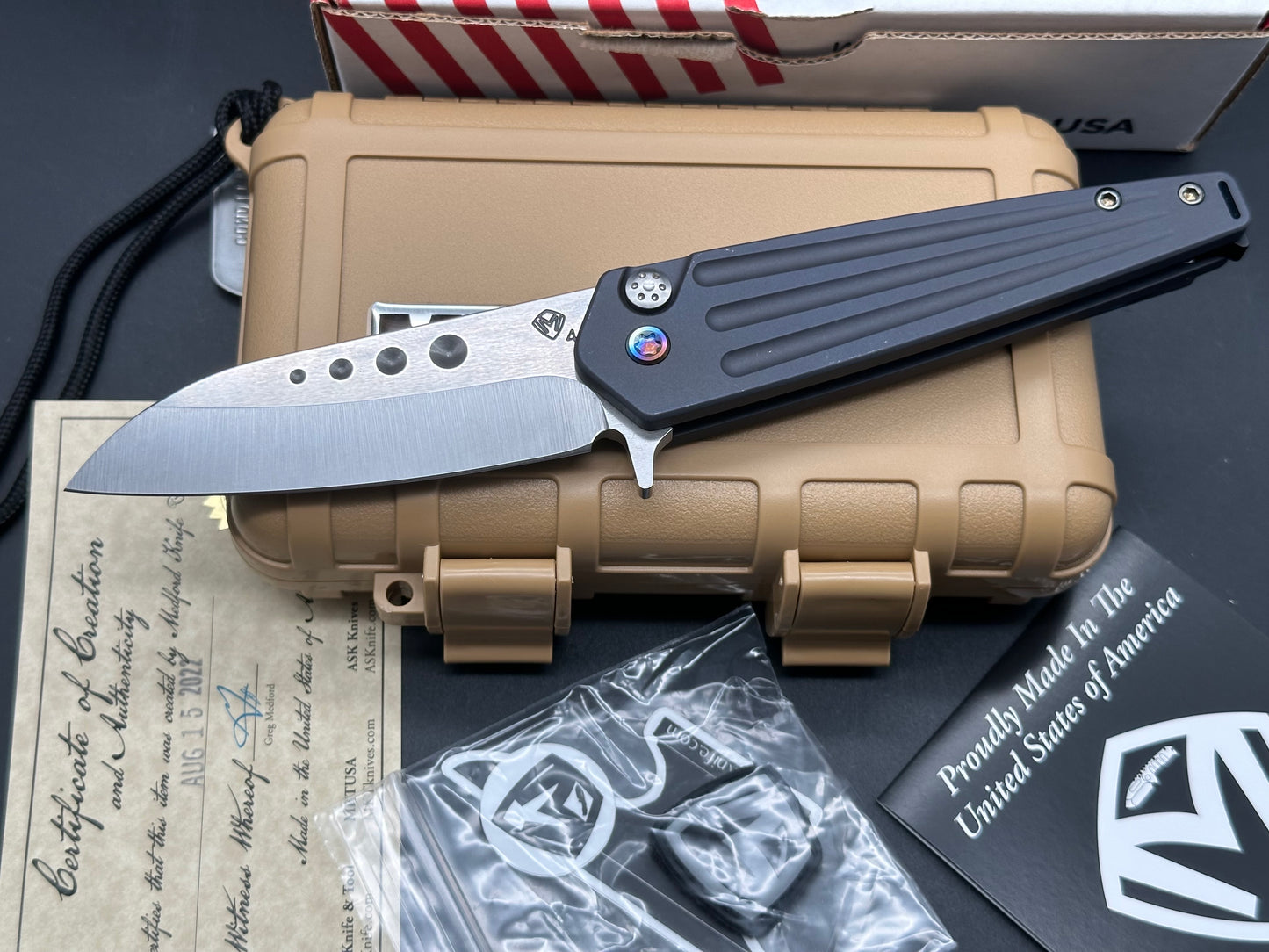 Medford Nosferatu Sheepsfoot Flipper Knife Titanium (3.5" Satin)